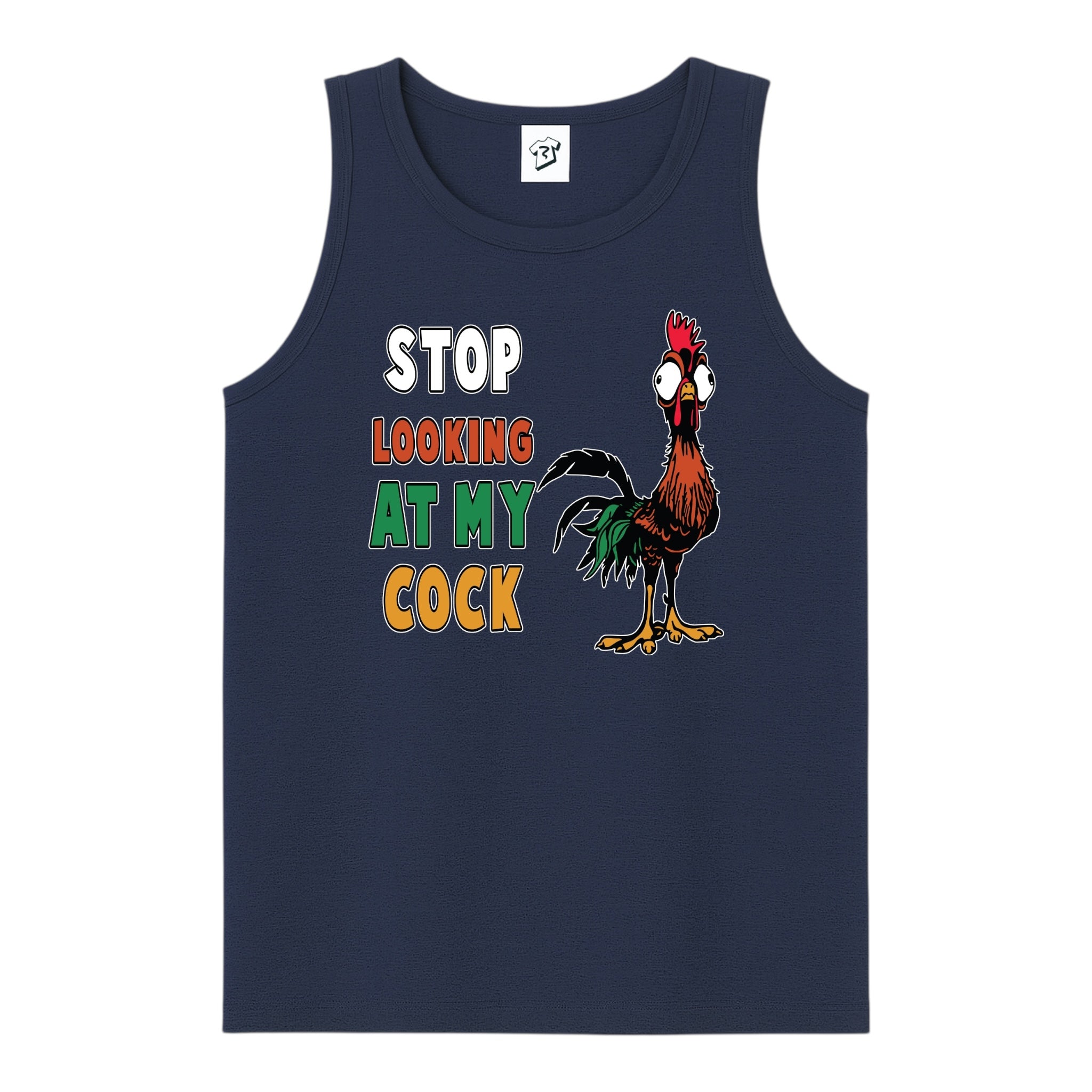 Tees Club tank top Stop Looking At My Cock - Tank Top Navy Size S back view