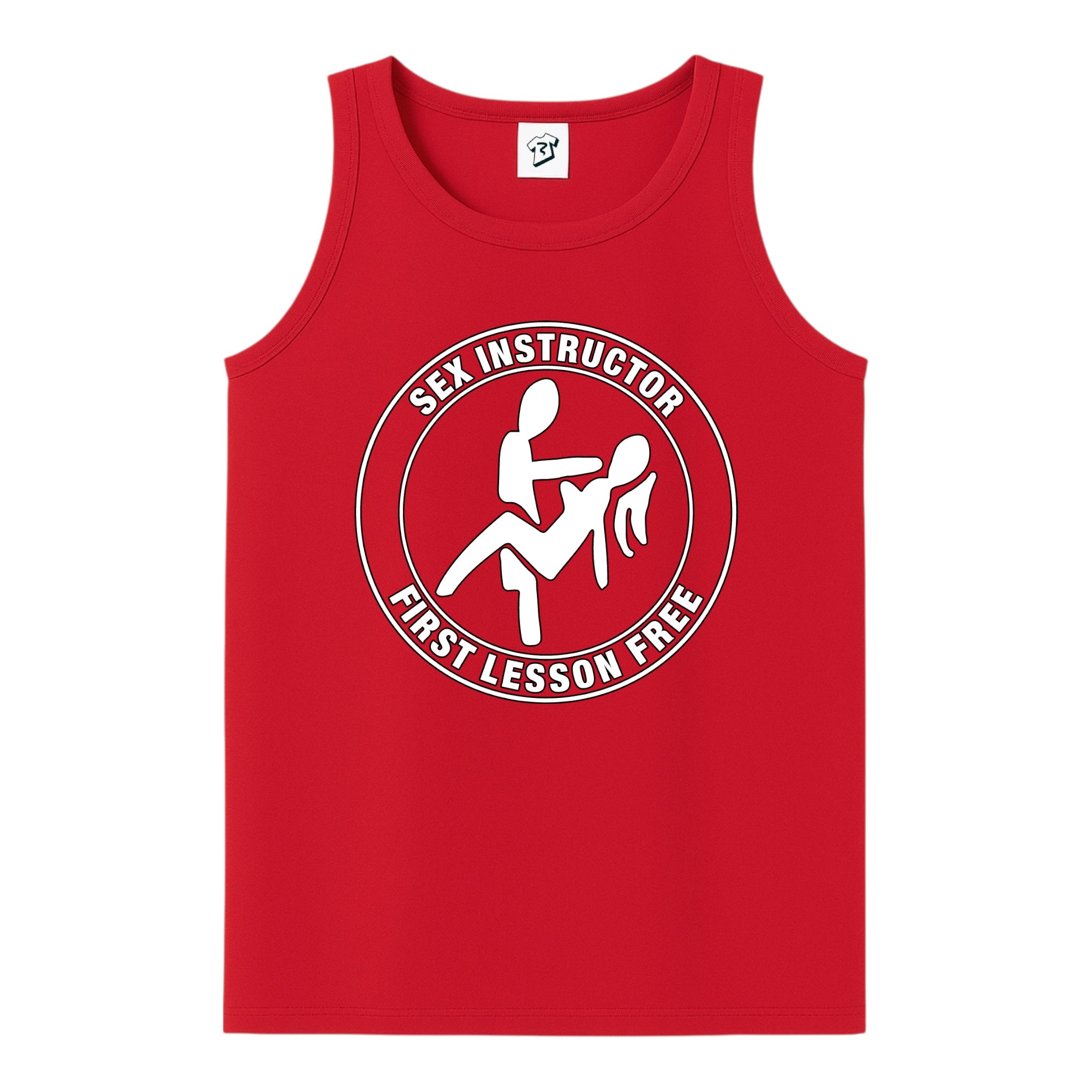 Tees Club tank top Sex Instructor First Lesson Free - Tank Top Navy Size L detail