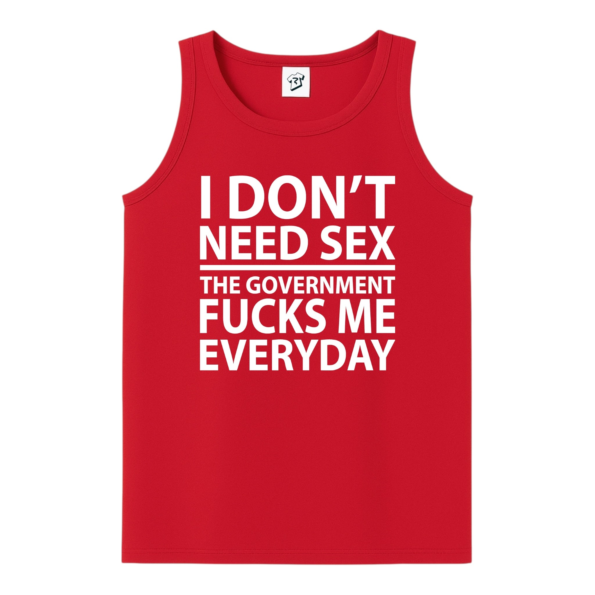 Tees Club tank top I Don't Need Sex the Government Fucks Me Everyday - Tank Top Navy Size L detail