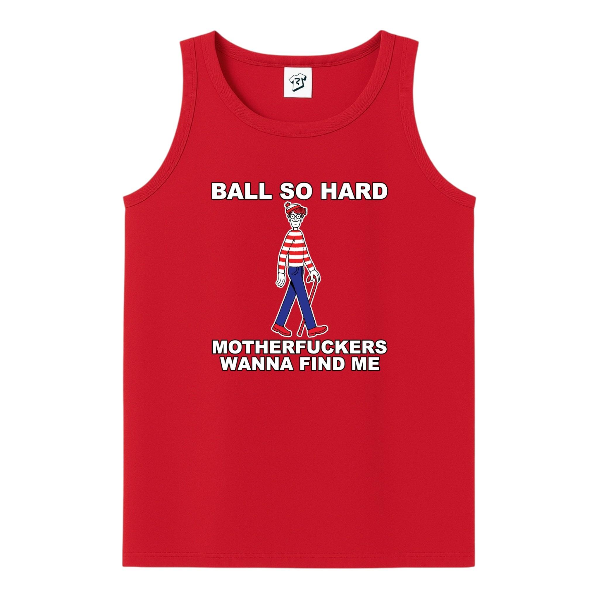 Tees Club tank top Ball So Hard Motherfuckers Wanna Find Me (Waldo) - Tank Top Navy Size L detail