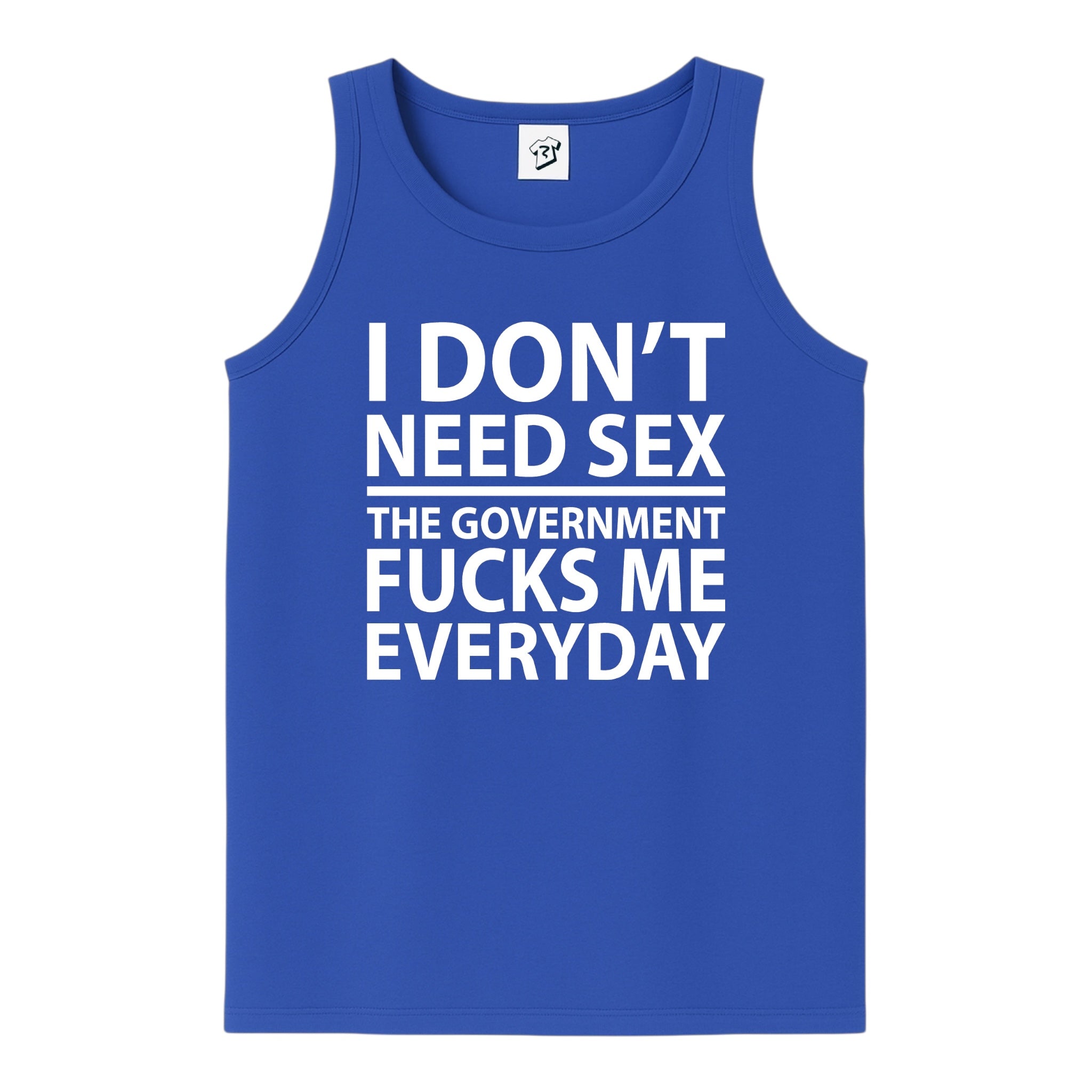 Tees Club tank top I Don't Need Sex the Government Fucks Me Everyday - Tank Top Navy Size M detail
