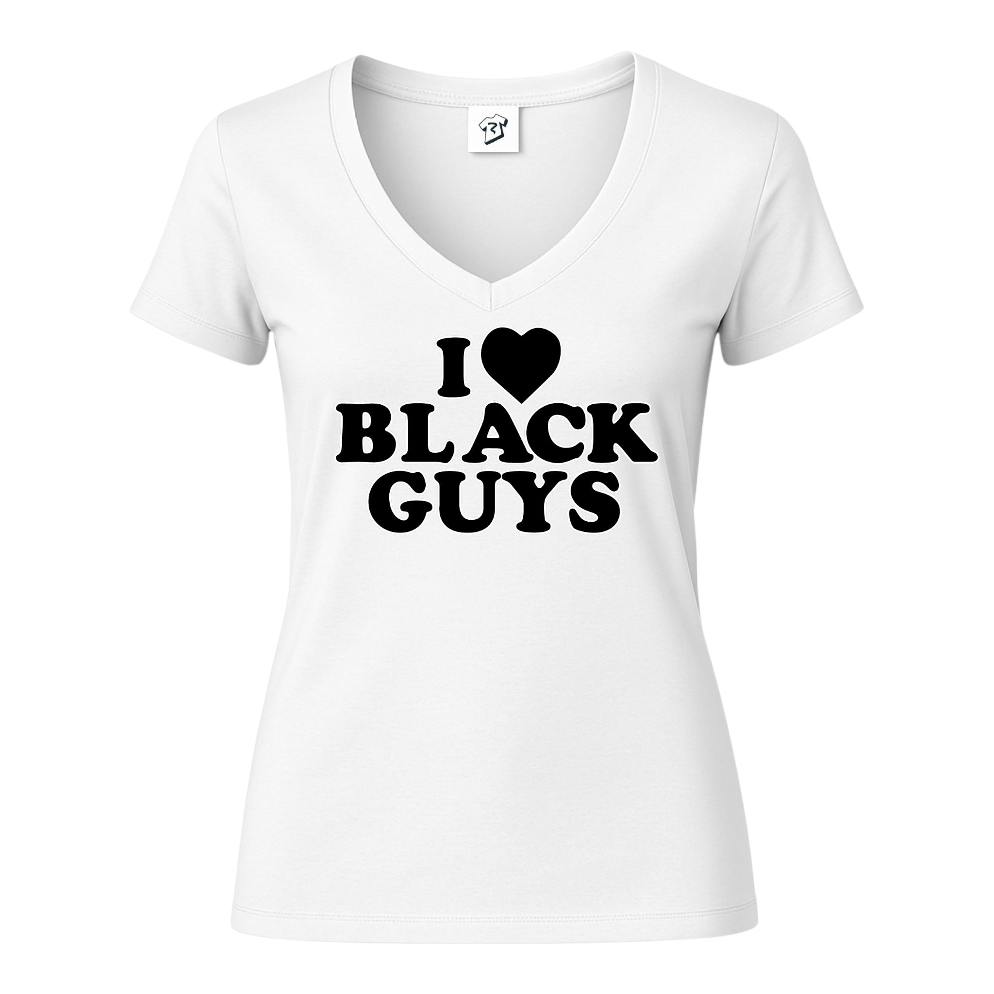 Tees Club v-neck t-shirt I Love Black Guys (Black) - V-Neck Tee Black Size XS front view