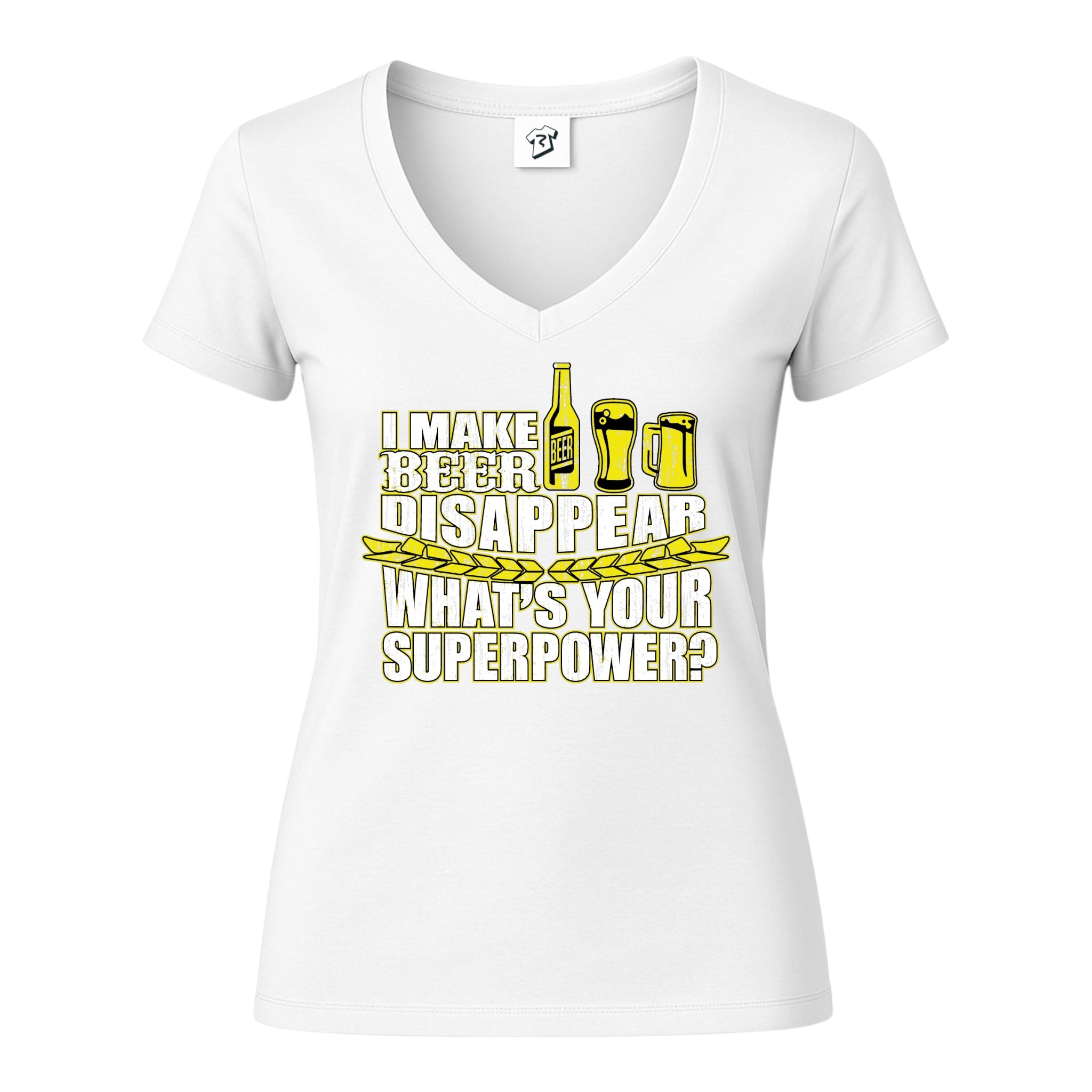 Tees Club v-neck t-shirt I Make Beer Disappear What's Your Superpower? - V-Neck Tee Black Size XS front view