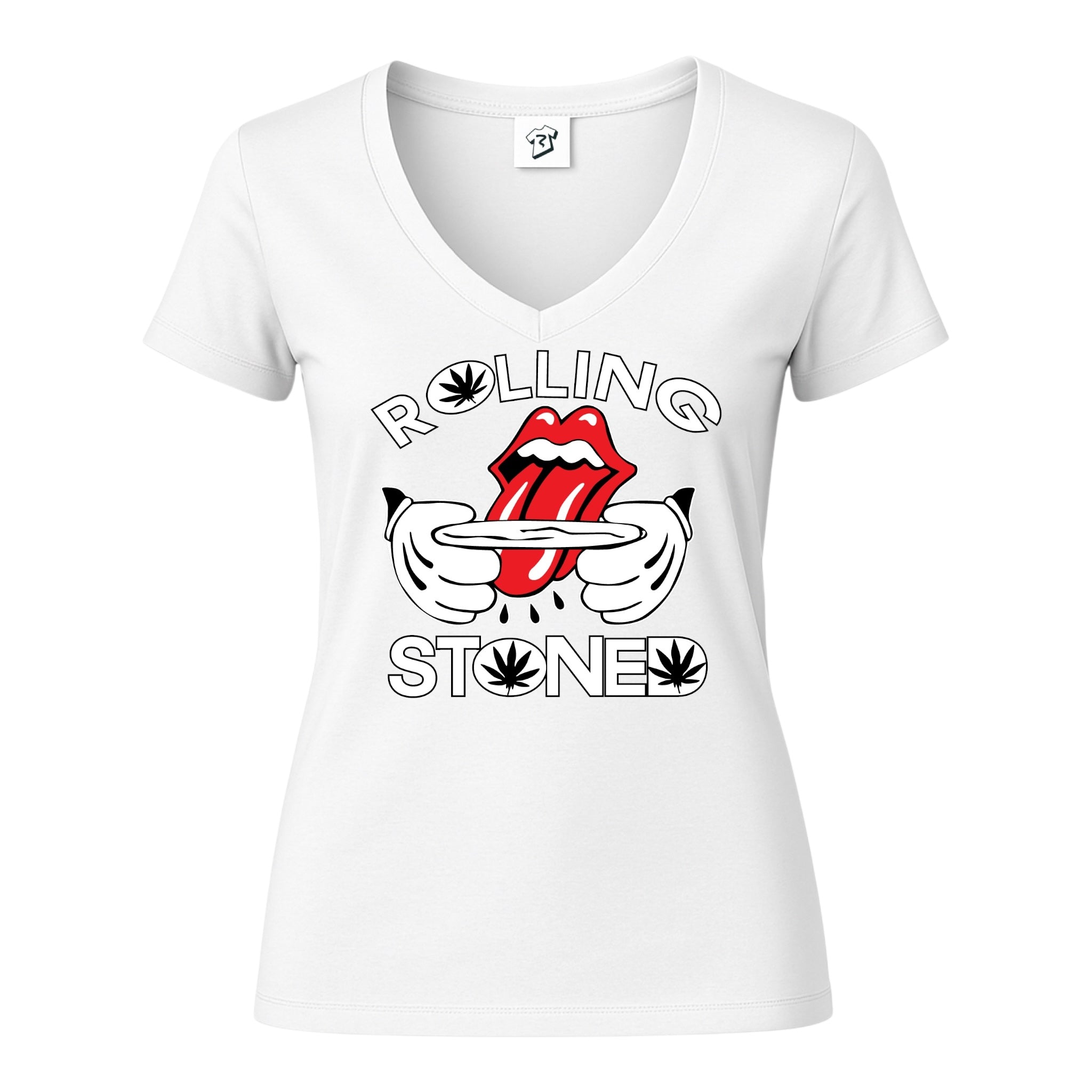 Tees Club v-neck t-shirt Rolling Stoned - V-Neck Tee Black Size S detail