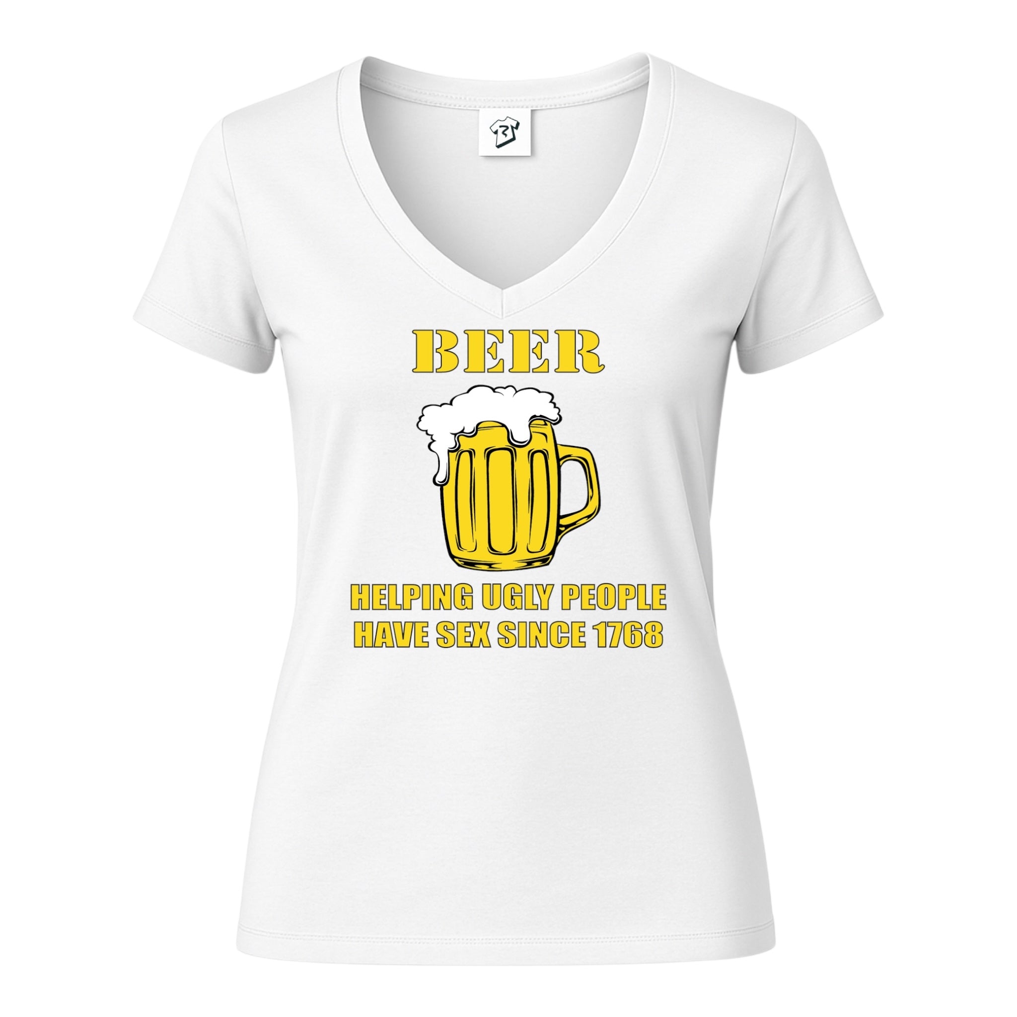Tees Club v-neck t-shirt Beer Helping Ugly People Have Sex - V-Neck Tee Black Size M detail