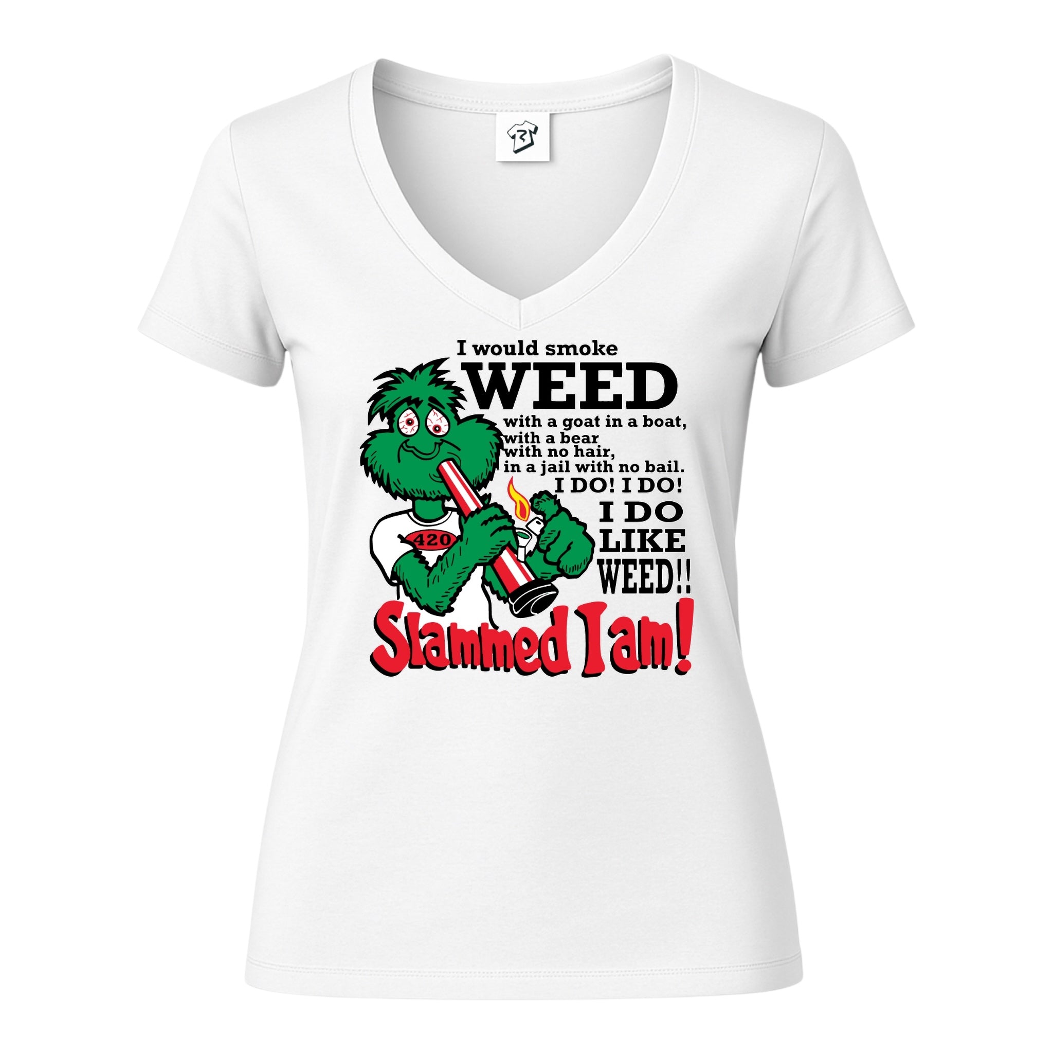 Tees Club v-neck t-shirt Slammed I Am Weed - V-Neck Tee Black Size S detail