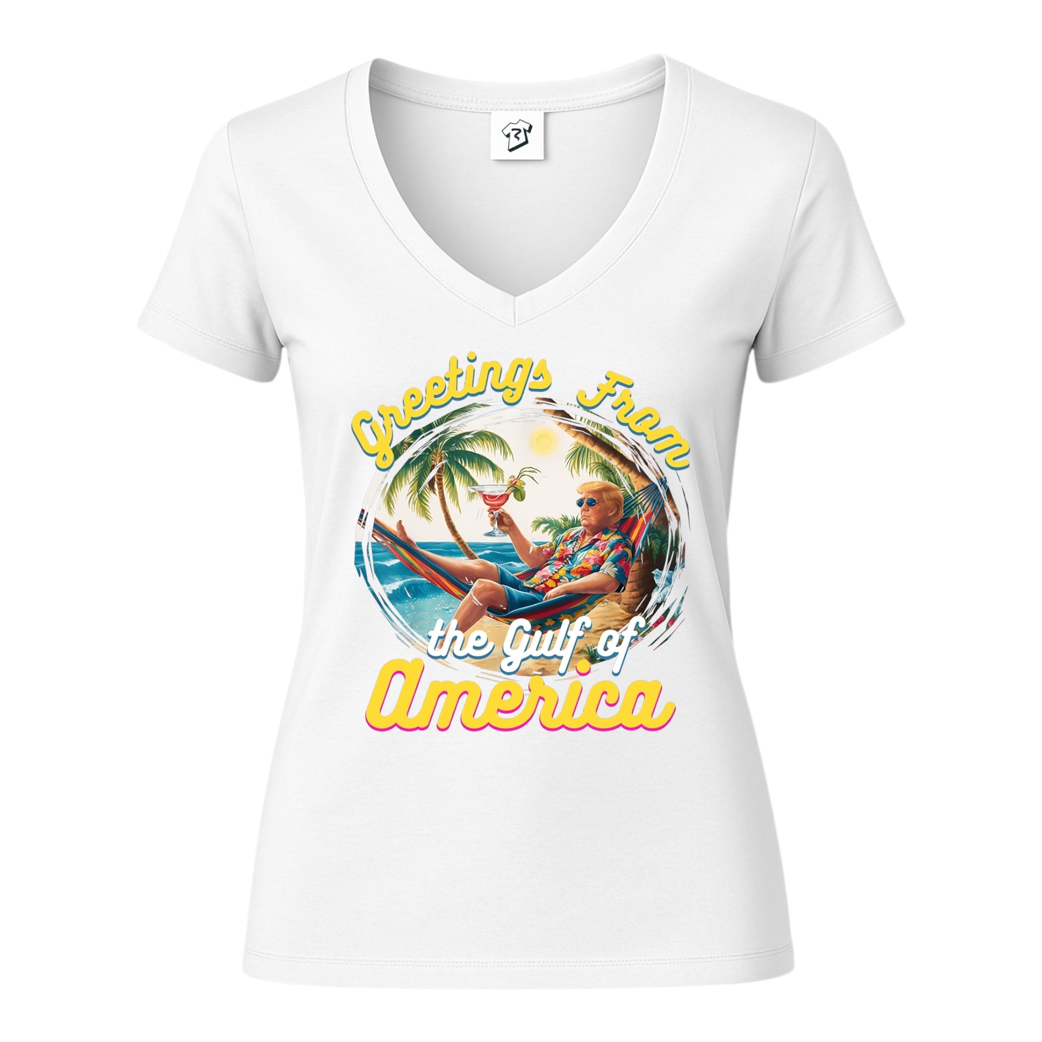 Tees Club v-neck t-shirt Greetings From Gulf of America - V-Neck Tee Black Size M detail