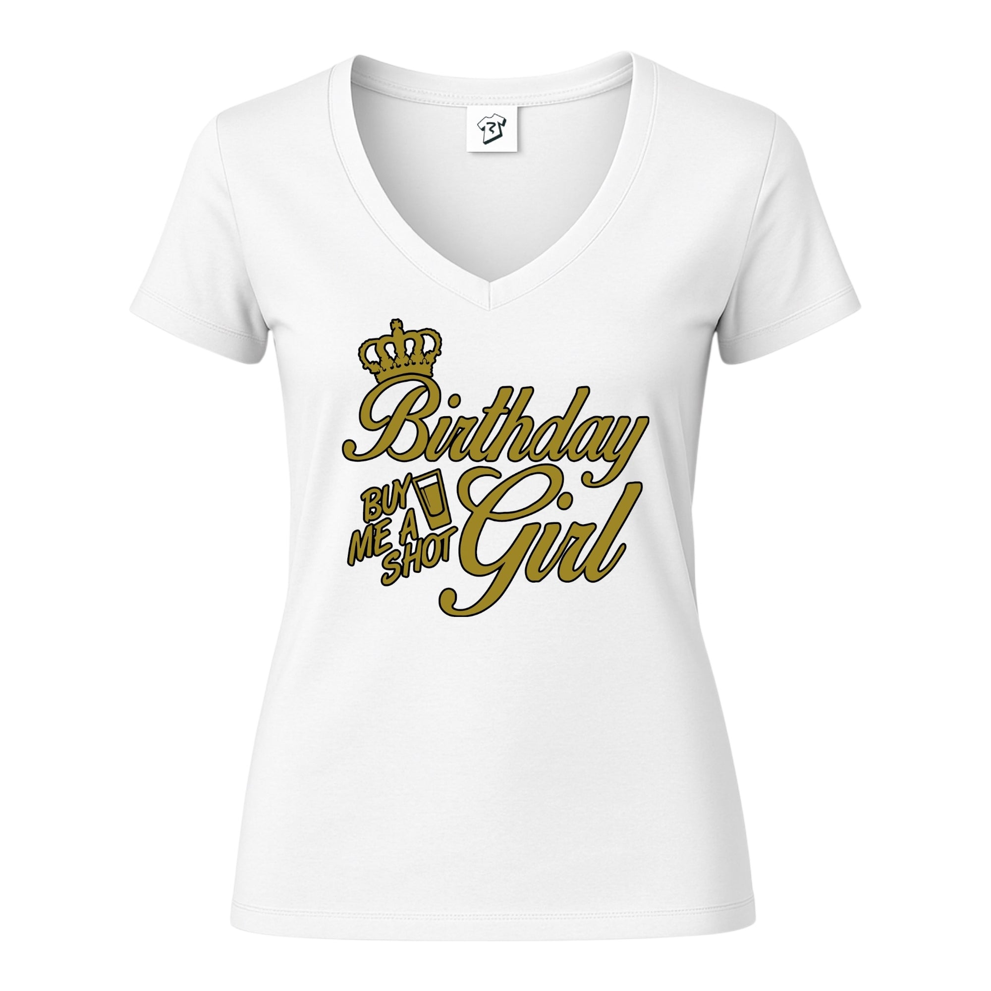 Tees Club v-neck t-shirt Birthday Girl (Buy Me a Shot) - V-Neck Tee Black Size XS front view