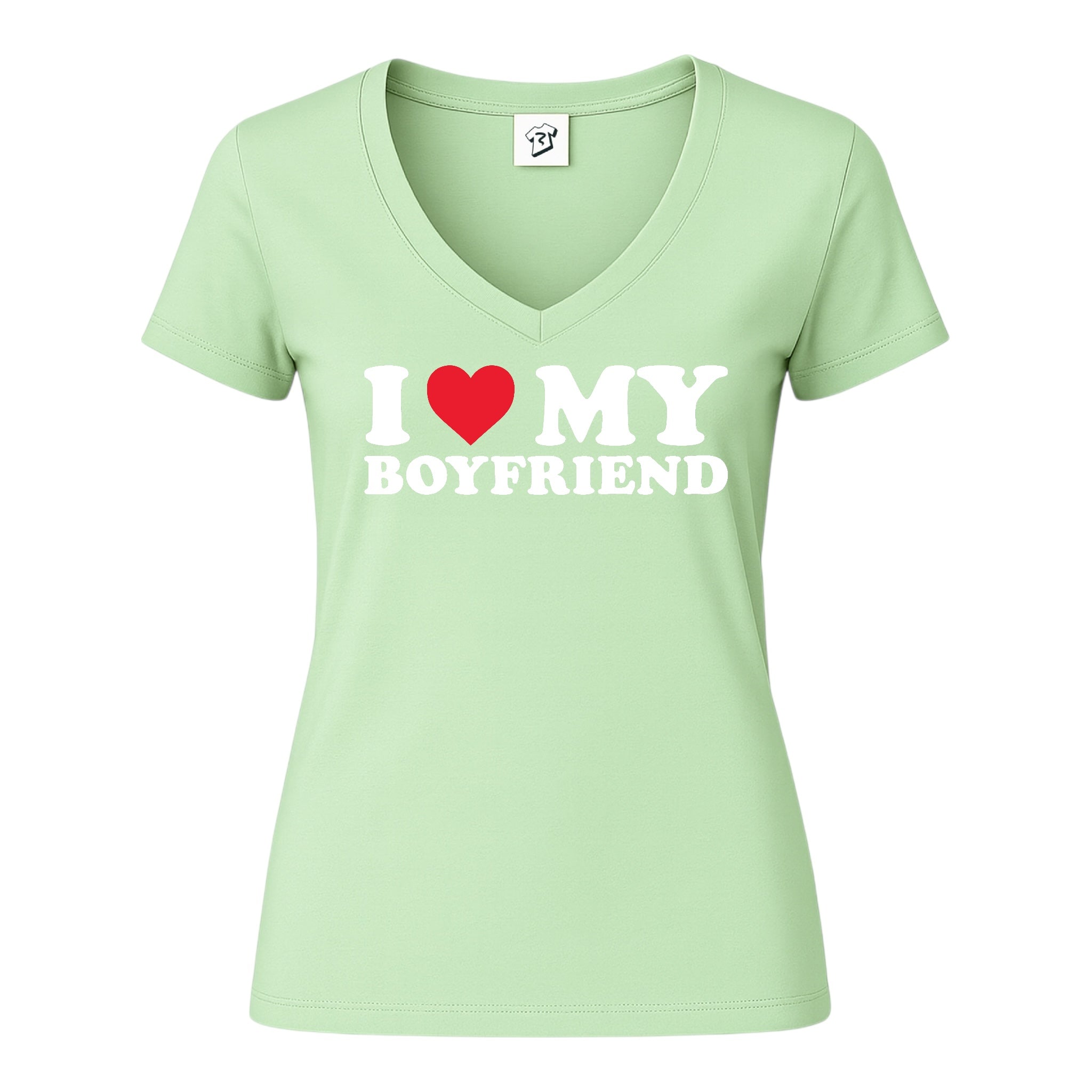 Tees Club v-neck t-shirt I Love My Boyfriend - V-Neck Tee Black Size S detail
