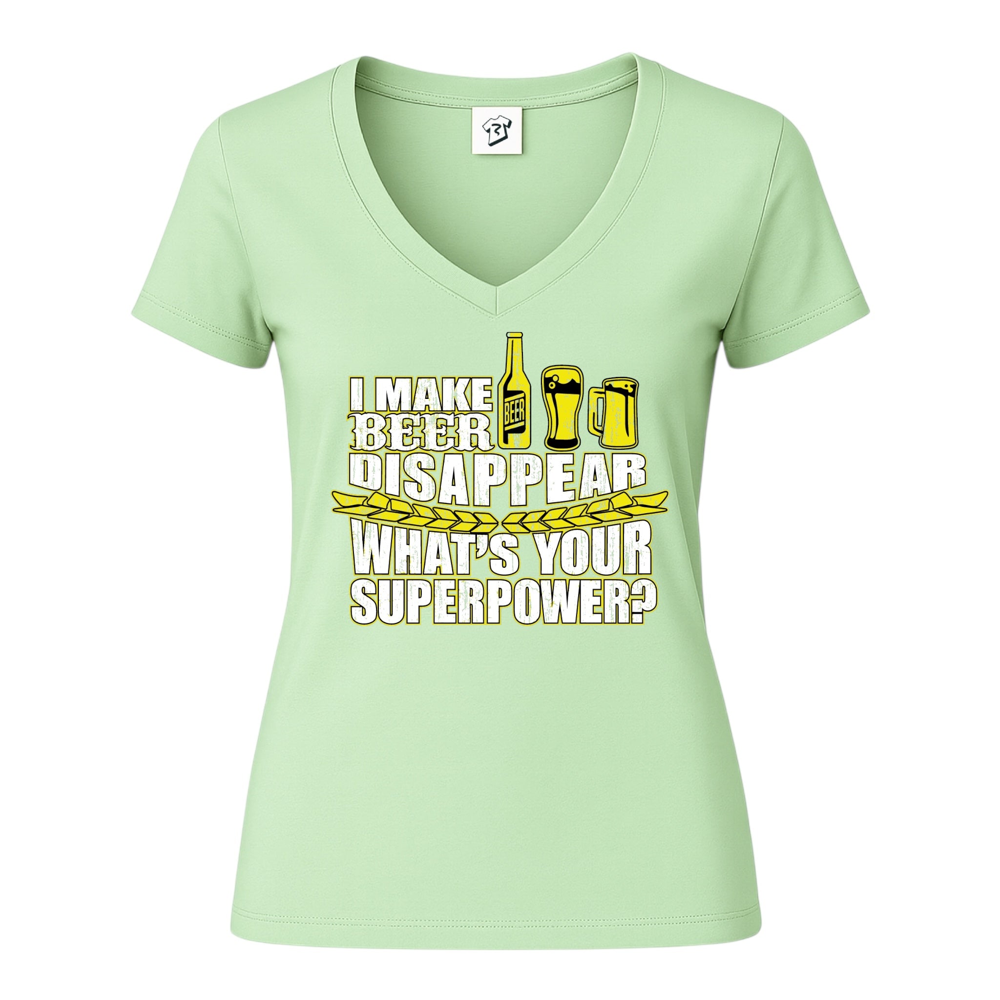 Tees Club v-neck t-shirt I Make Beer Disappear What's Your Superpower? - V-Neck Tee Black Size S detail