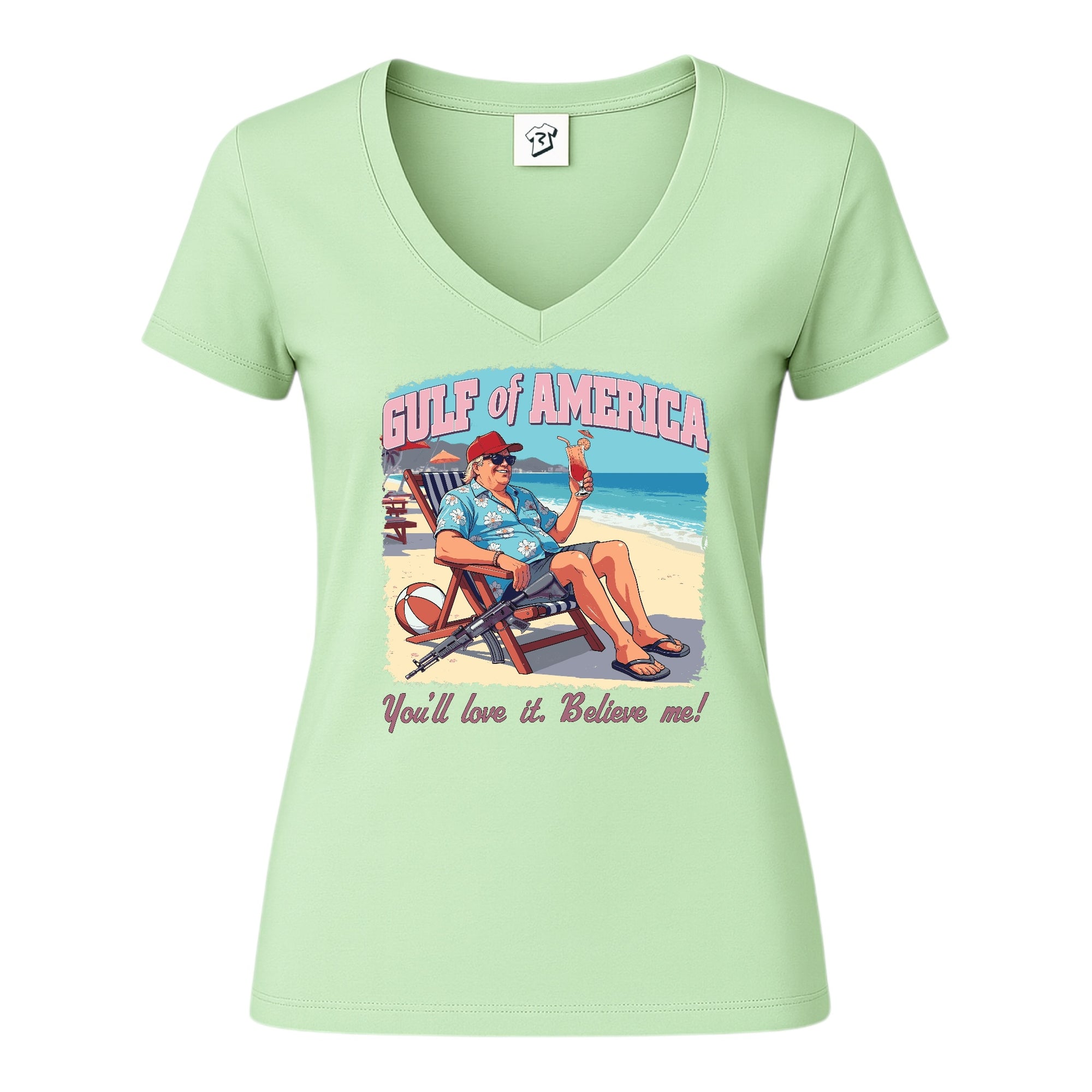 Tees Club v-neck t-shirt Gulf of America You'll Love It Believe Me - V-Neck Tee Black Size XS back view