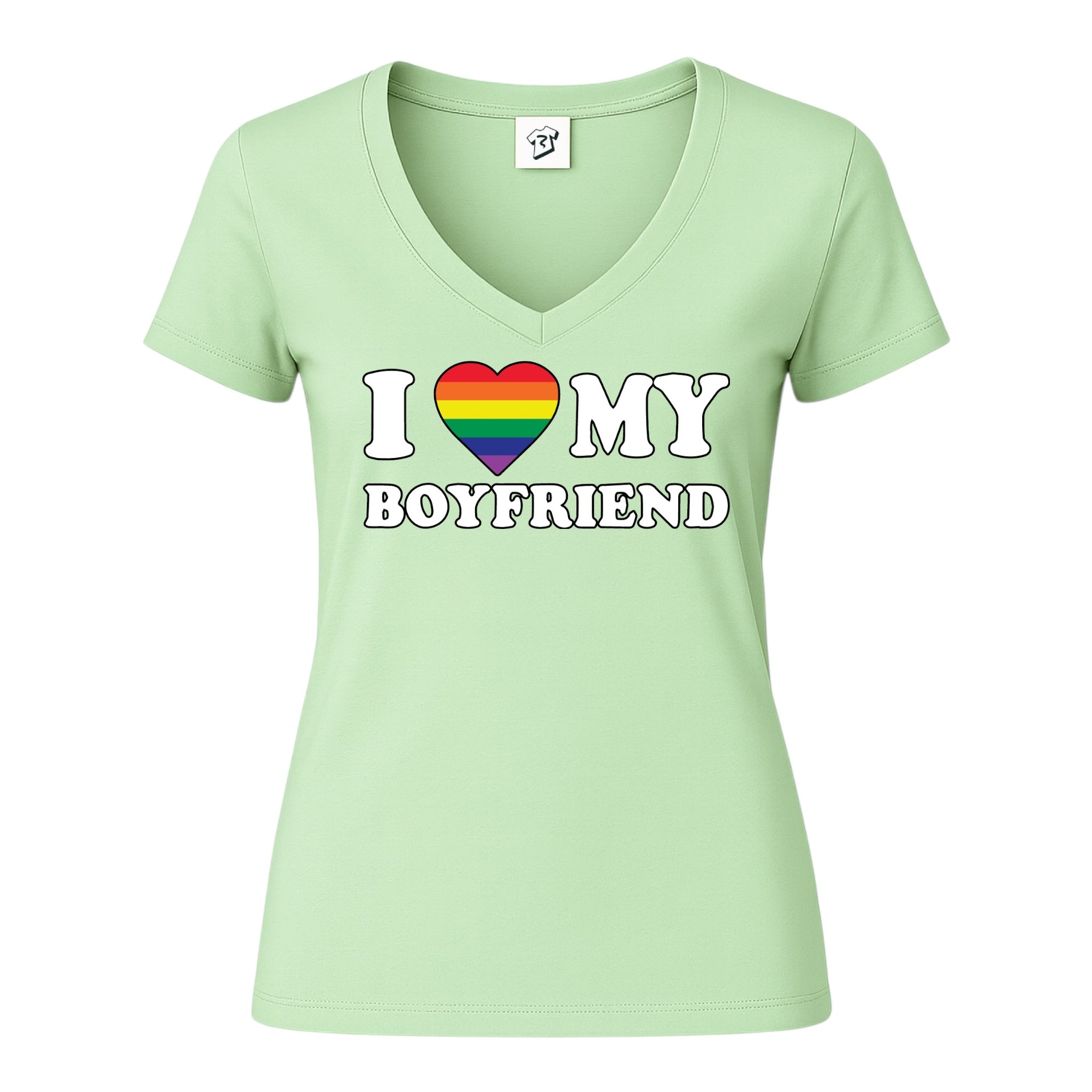 Tees Club v-neck t-shirt I Love My Boyfriend (Pride) - V-Neck Tee Black Size XS back view