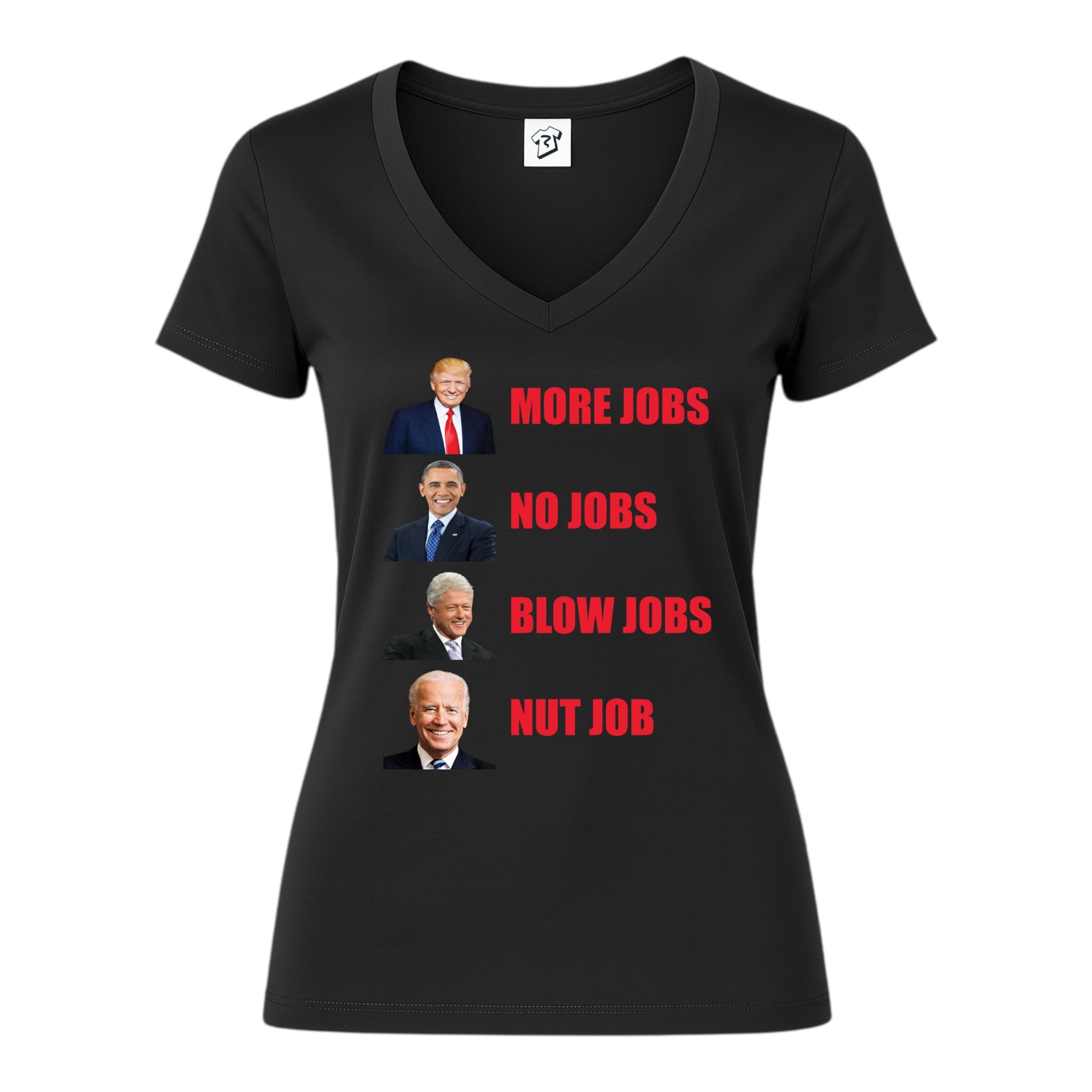 Tees Club v-neck t-shirt More Jobs No Jobs - V-Neck Tee Black Size XS front view