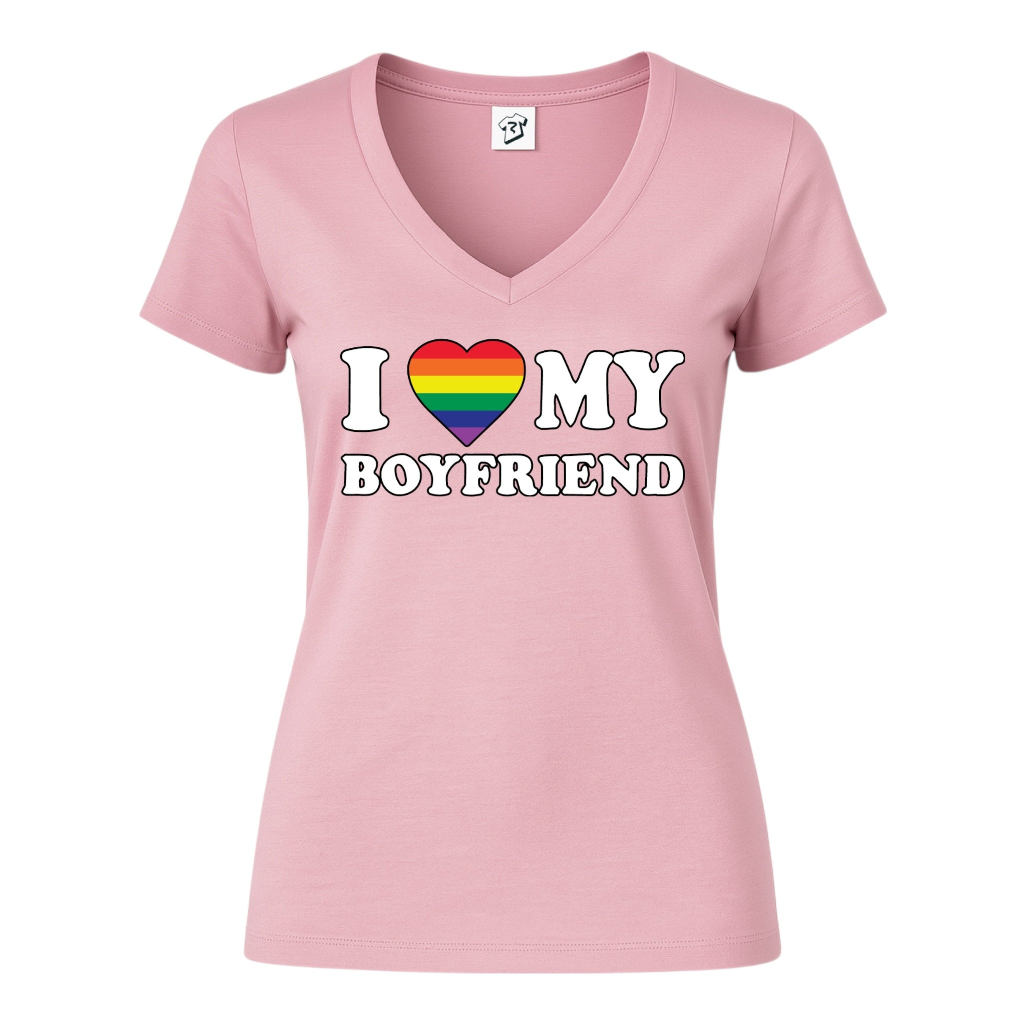 Tees Club v-neck t-shirt I Love My Boyfriend (Pride) - V-Neck Tee Black Size S detail