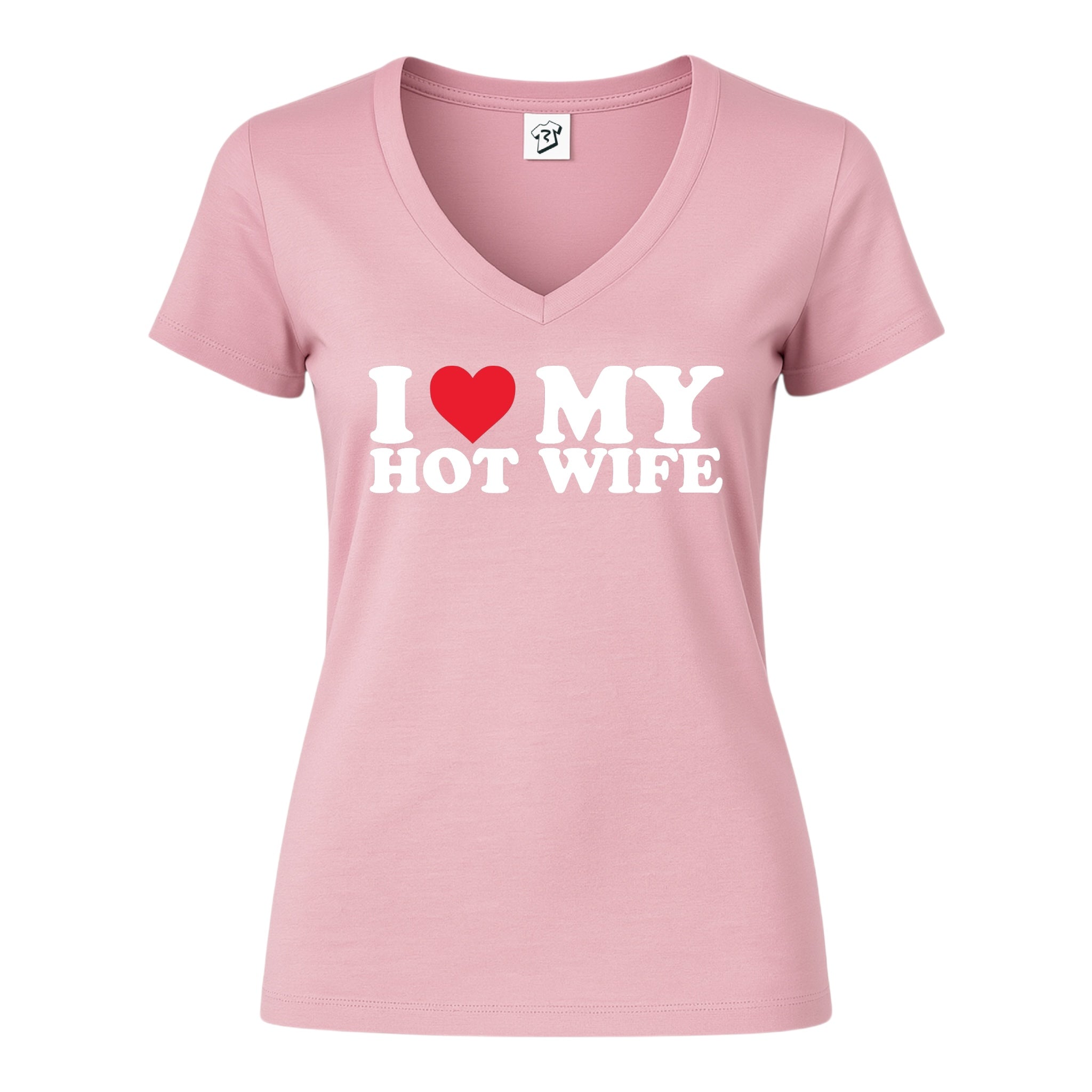 Tees Club v-neck t-shirt I Love My Hot Wife - V-Neck Tee Black Size S detail