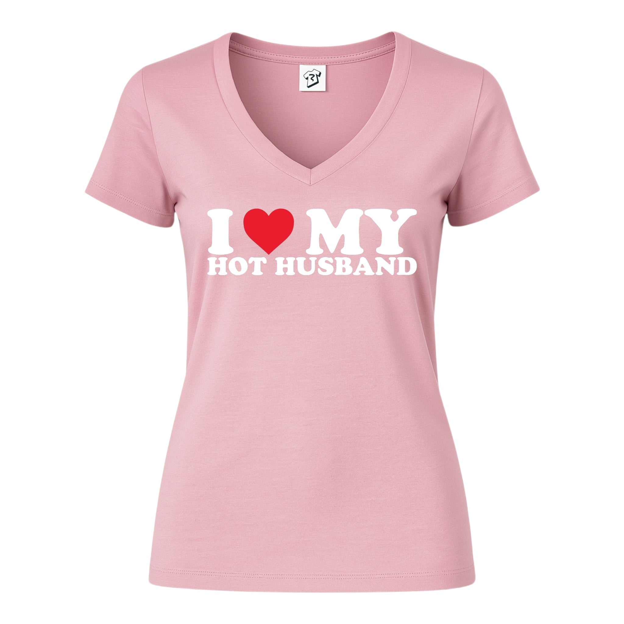 Tees Club v-neck t-shirt I Love My Hot Husband - V-Neck Tee Black Size S detail