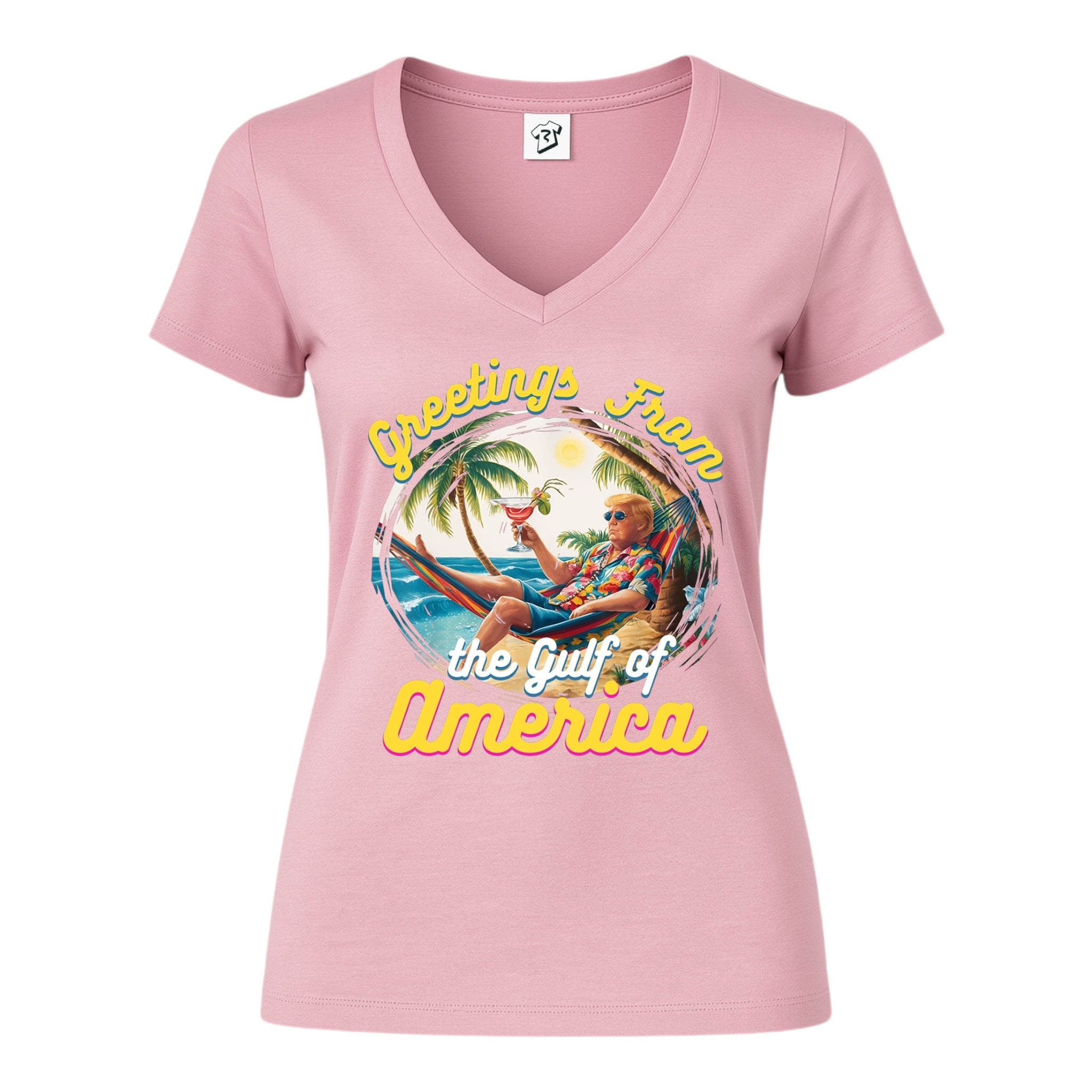 Tees Club v-neck t-shirt Greetings From Gulf of America - V-Neck Tee Black Size S detail