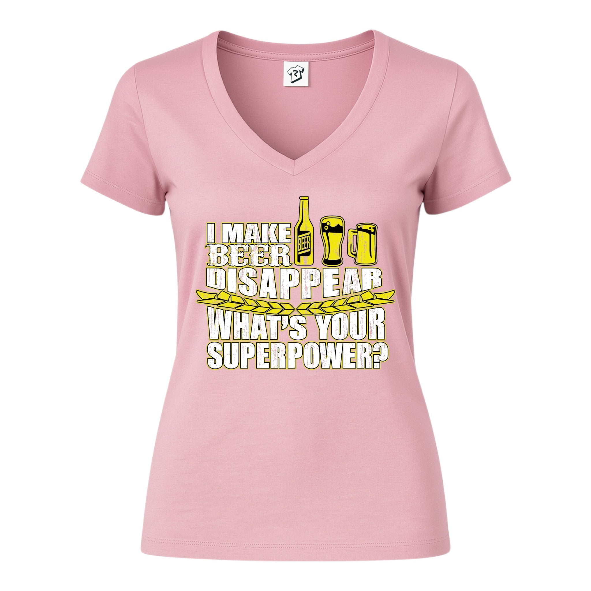 Tees Club v-neck t-shirt I Make Beer Disappear What's Your Superpower? - V-Neck Tee Black Size S detail