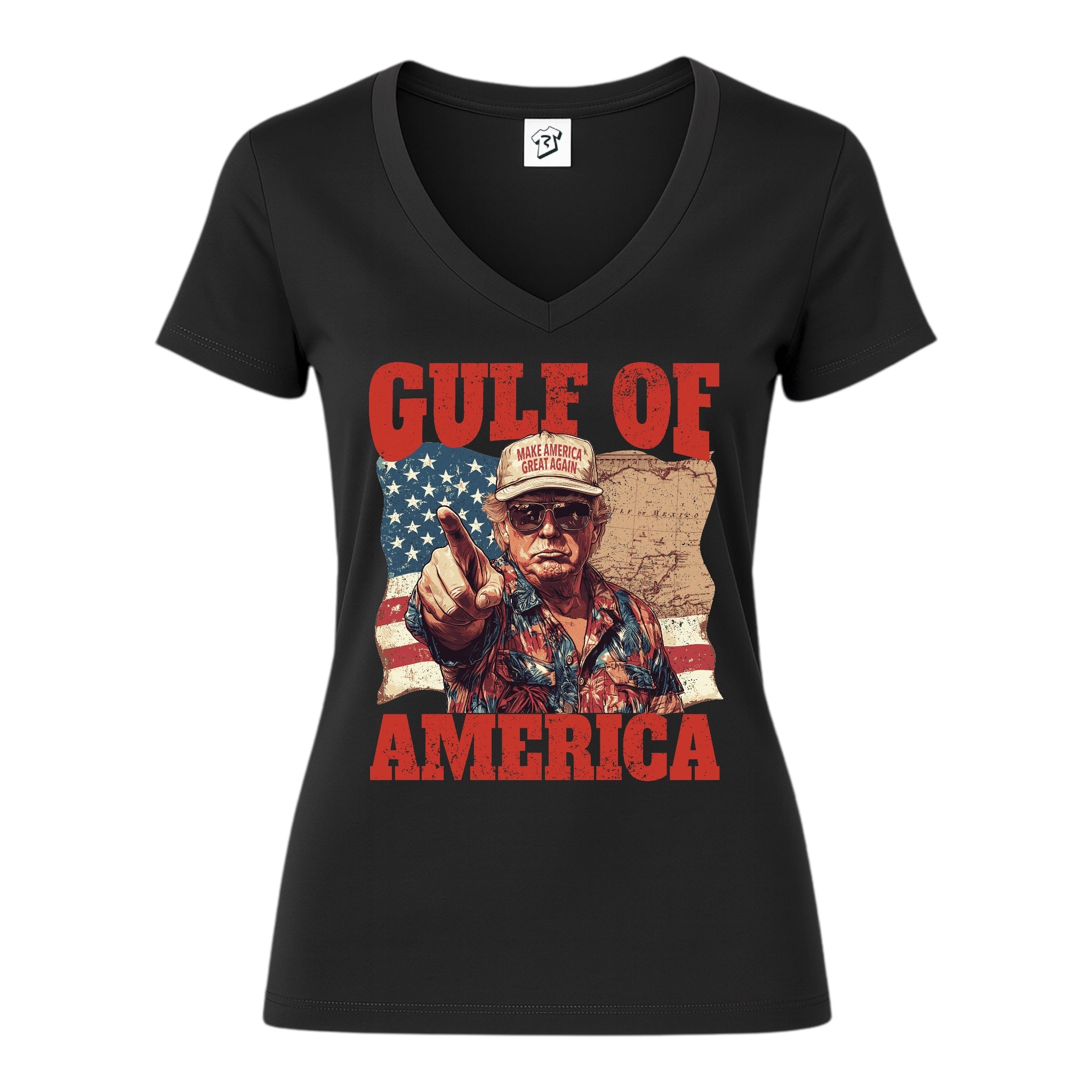 Tees Club v-neck t-shirt Gulf of America Jimmy Buffett - V-Neck Tee Black Size XS back view