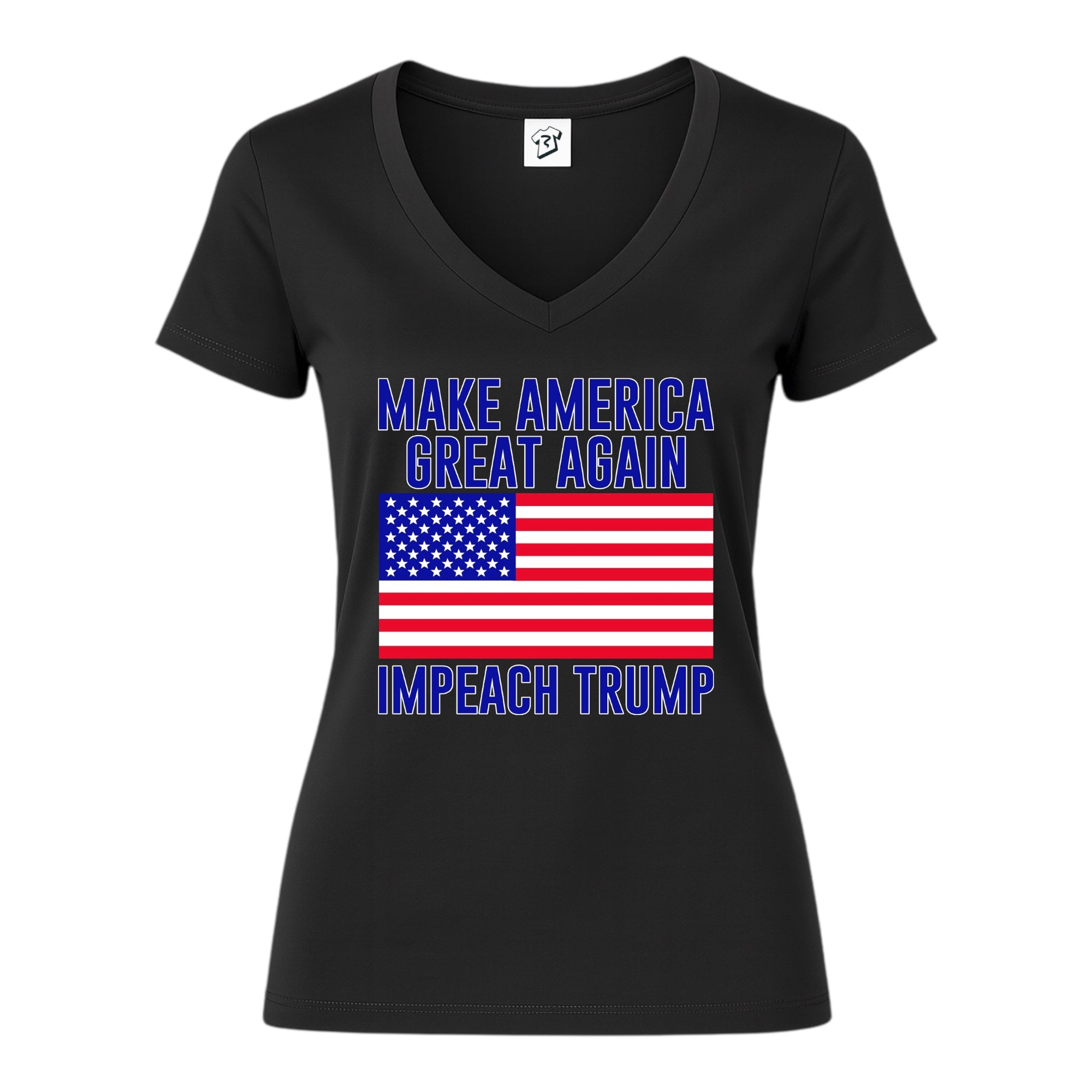 Tees Club v-neck t-shirt Impeach Trump - V-Neck Tee Black Size XS back view