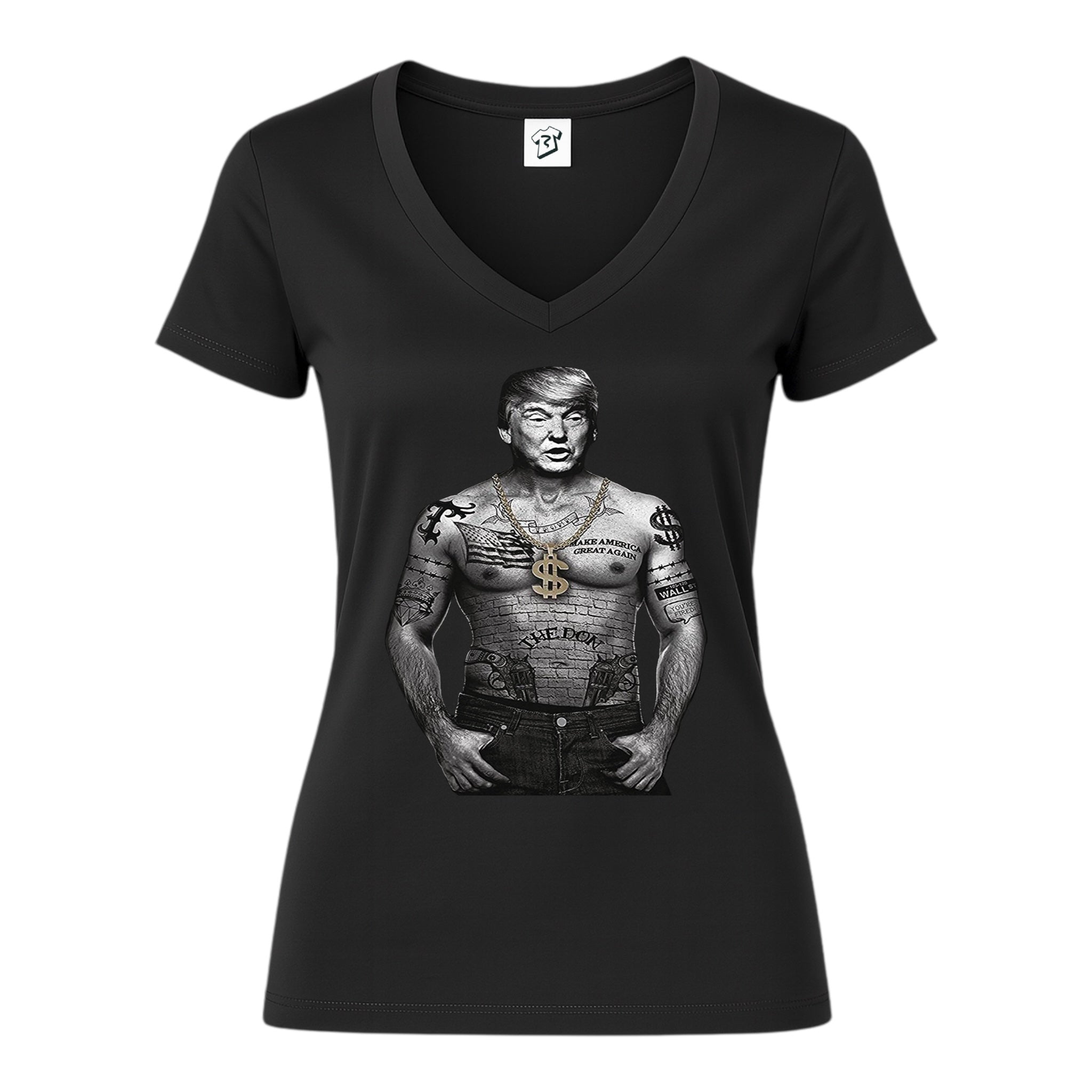 Tees Club v-neck t-shirt Trump Tattooed - V-Neck Tee Black Size XS front view