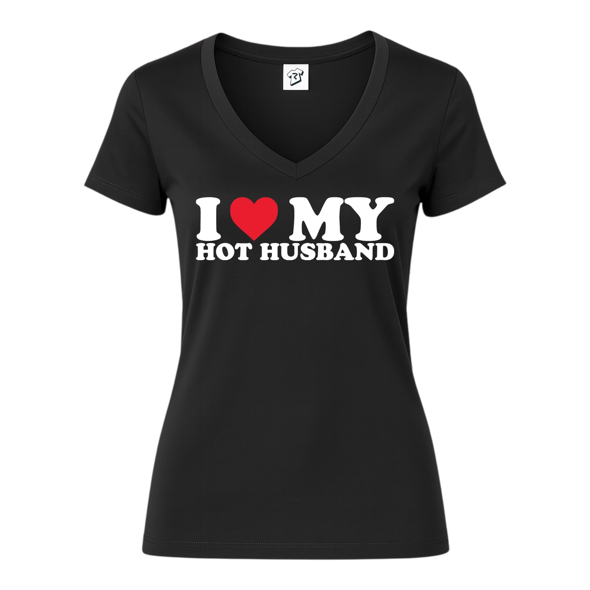 Tees Club v-neck t-shirt I Love My Hot Husband - V-Neck Tee Black Size XS front view