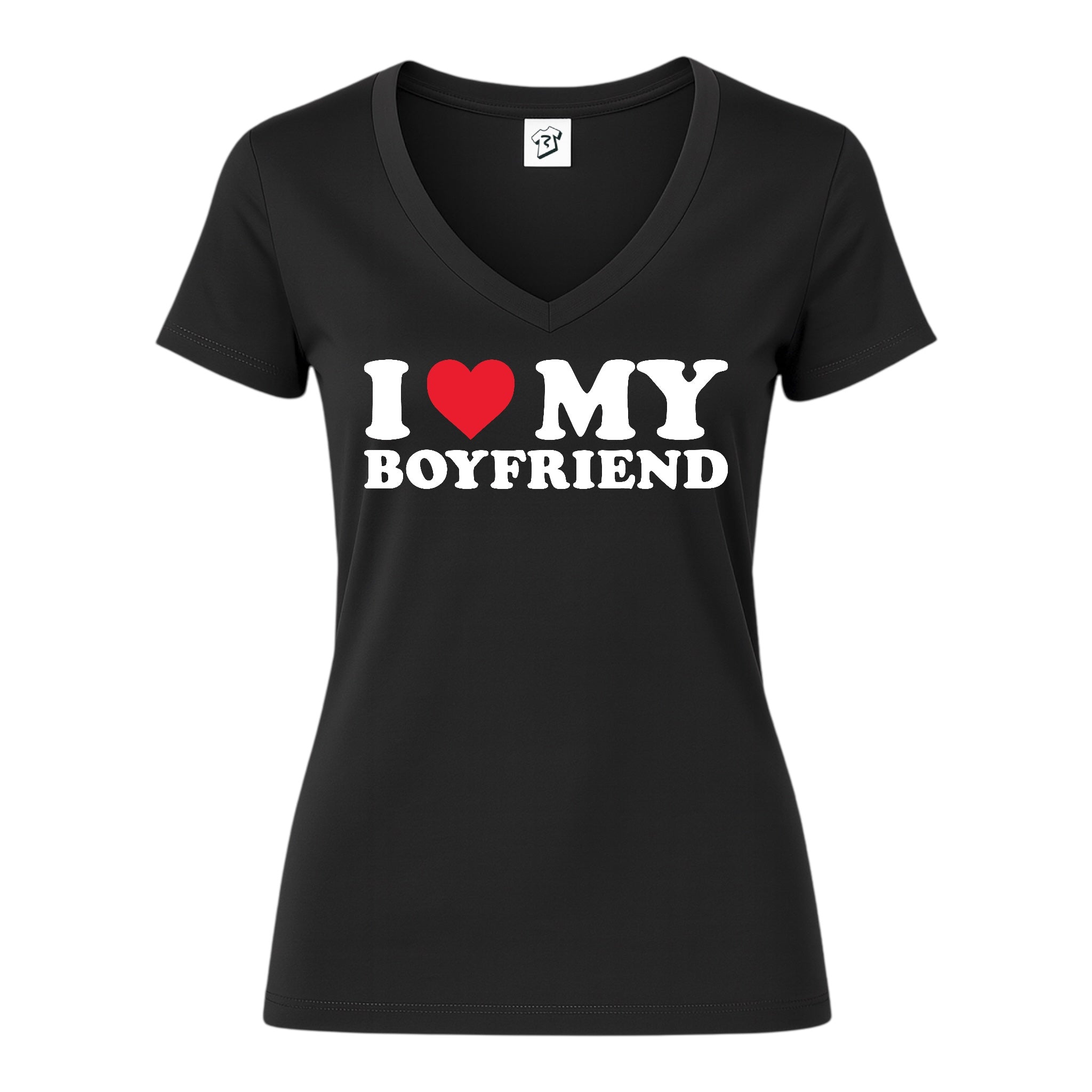 Tees Club v-neck t-shirt I Love My Boyfriend - V-Neck Tee Black Size XS front view