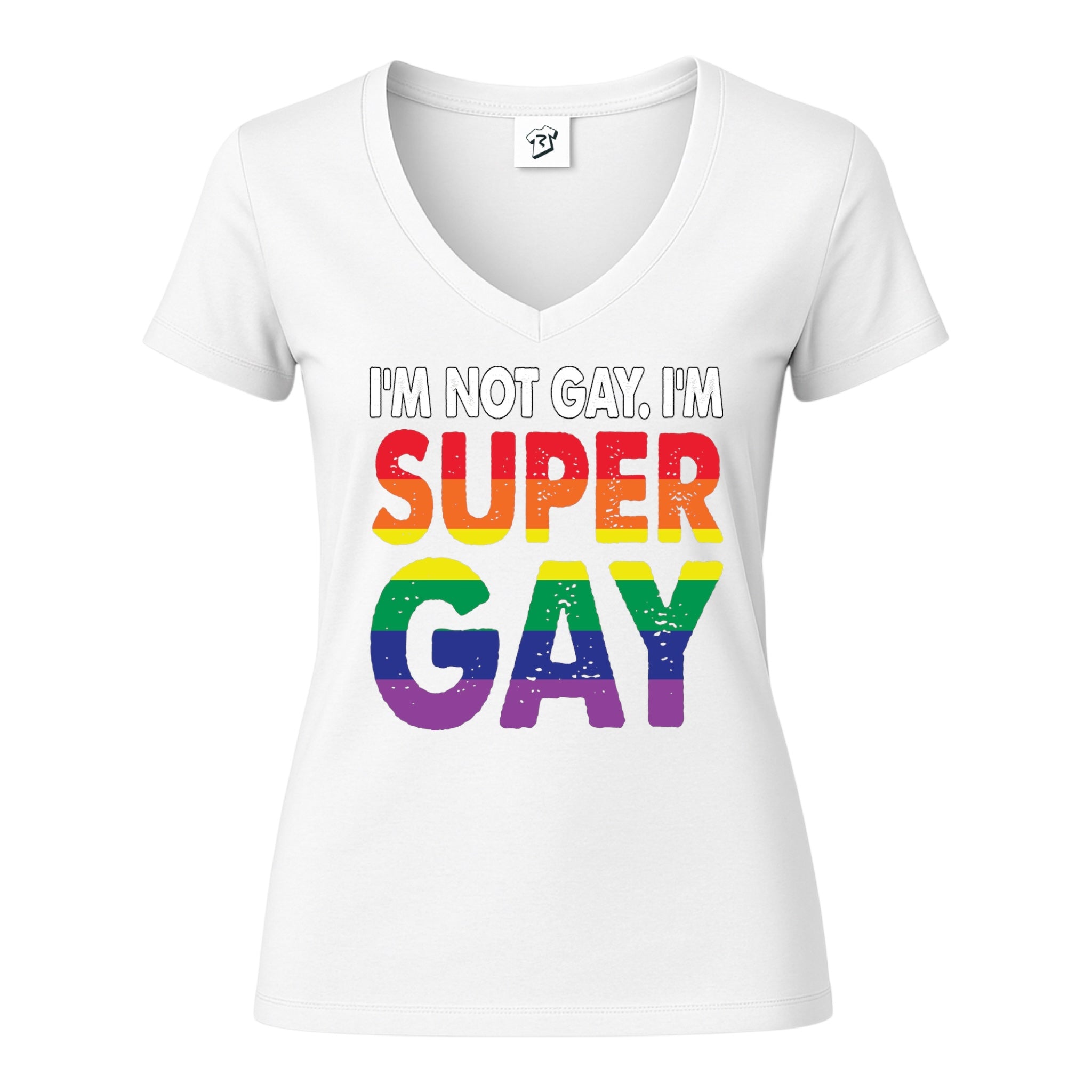 Tees Club v-neck t-shirt I'm Not Gay I'm Super Gay - V-Neck Tee Black Size M detail