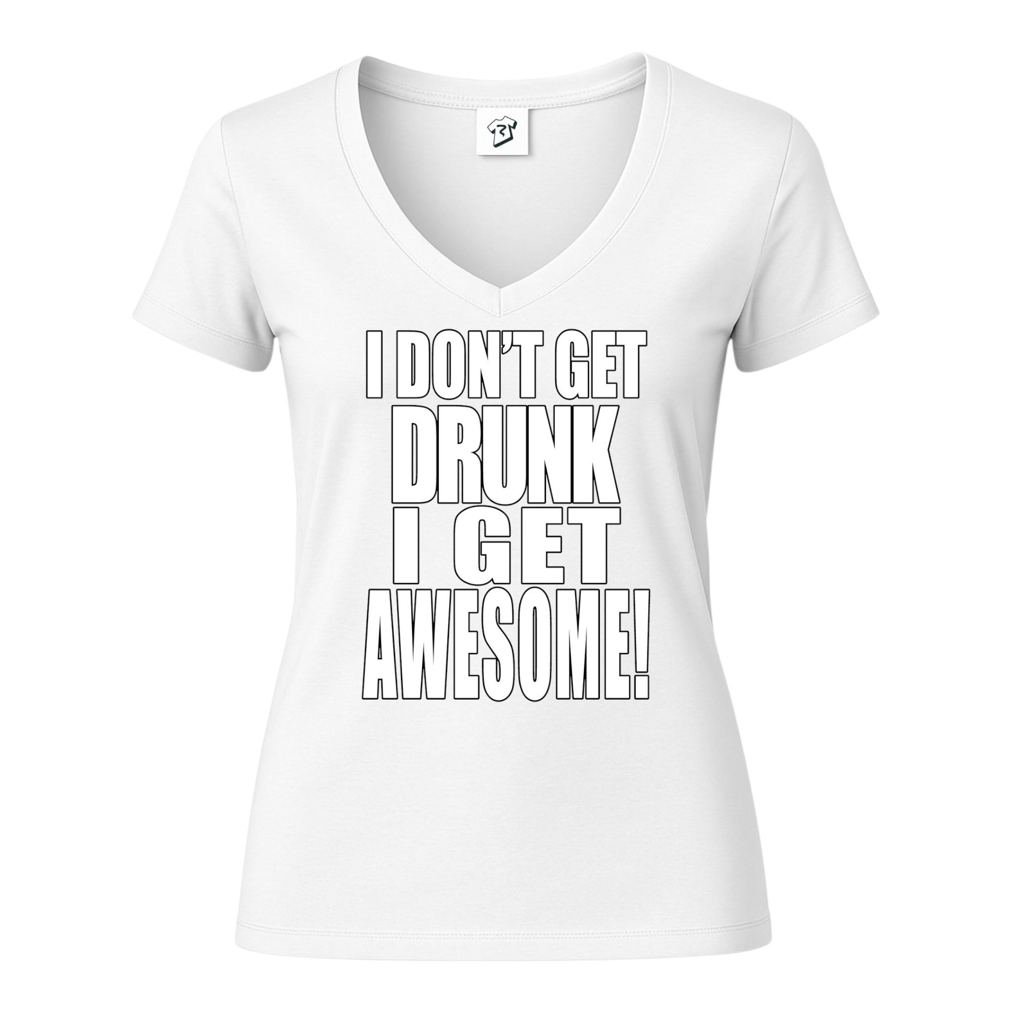 Tees Club v-neck t-shirt I Don't Get Drunk I Get Awesome - V-Neck Tee Black Size M detail