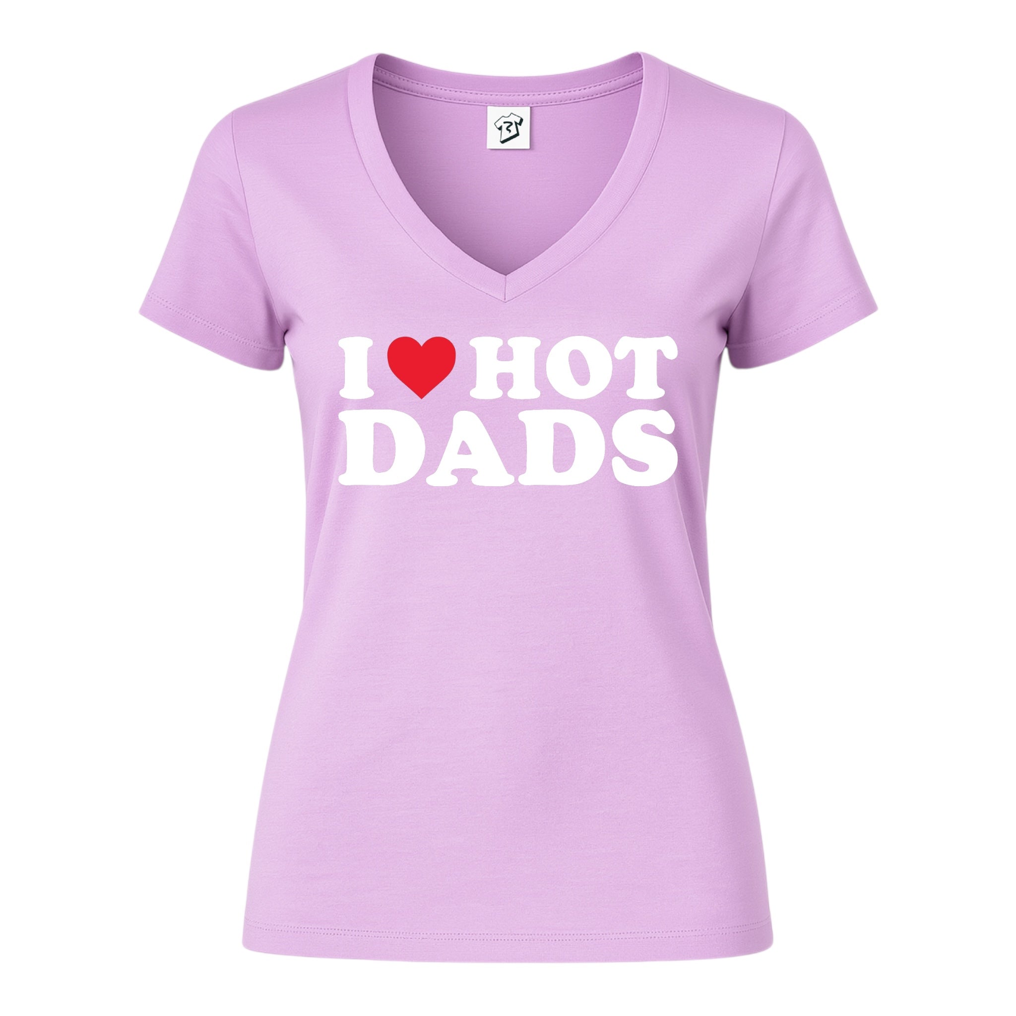 Tees Club v-neck t-shirt I Love Hot Dads - V-Neck Tee Black Size XS back view