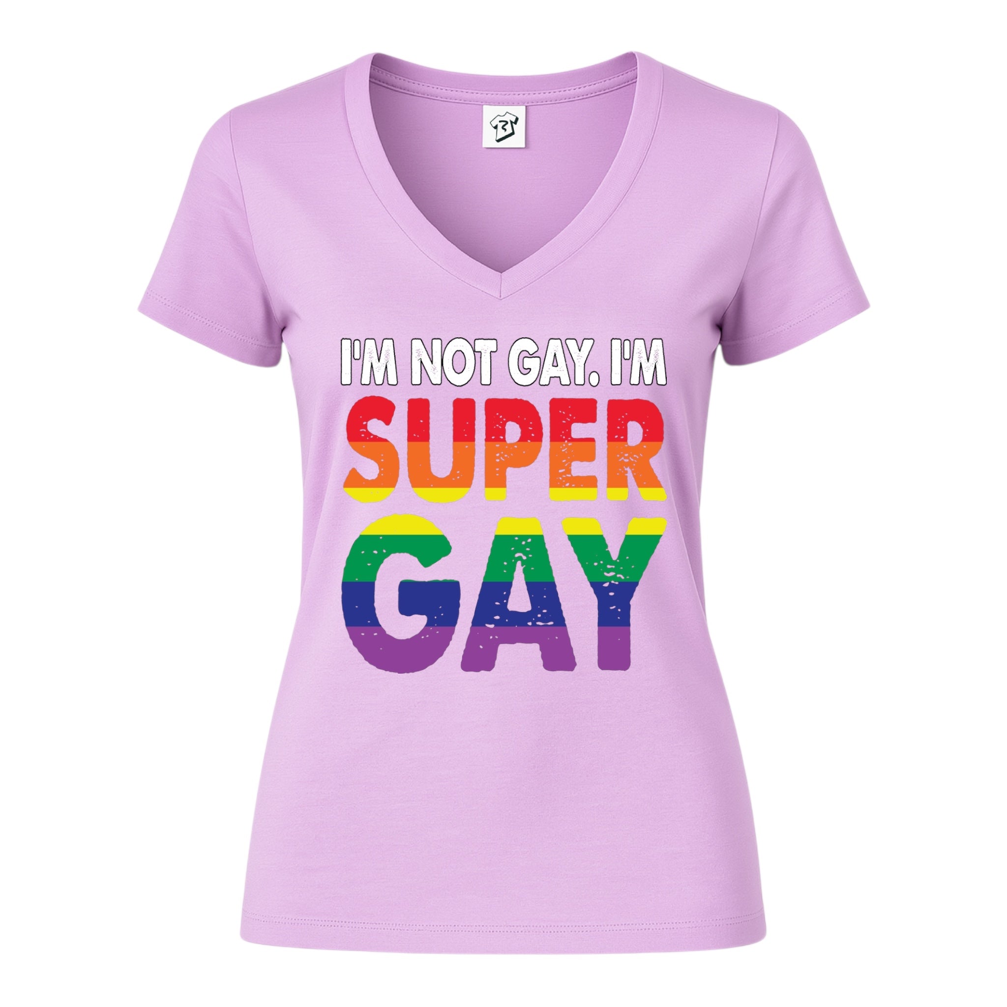 Tees Club v-neck t-shirt I'm Not Gay I'm Super Gay - V-Neck Tee Black Size S detail