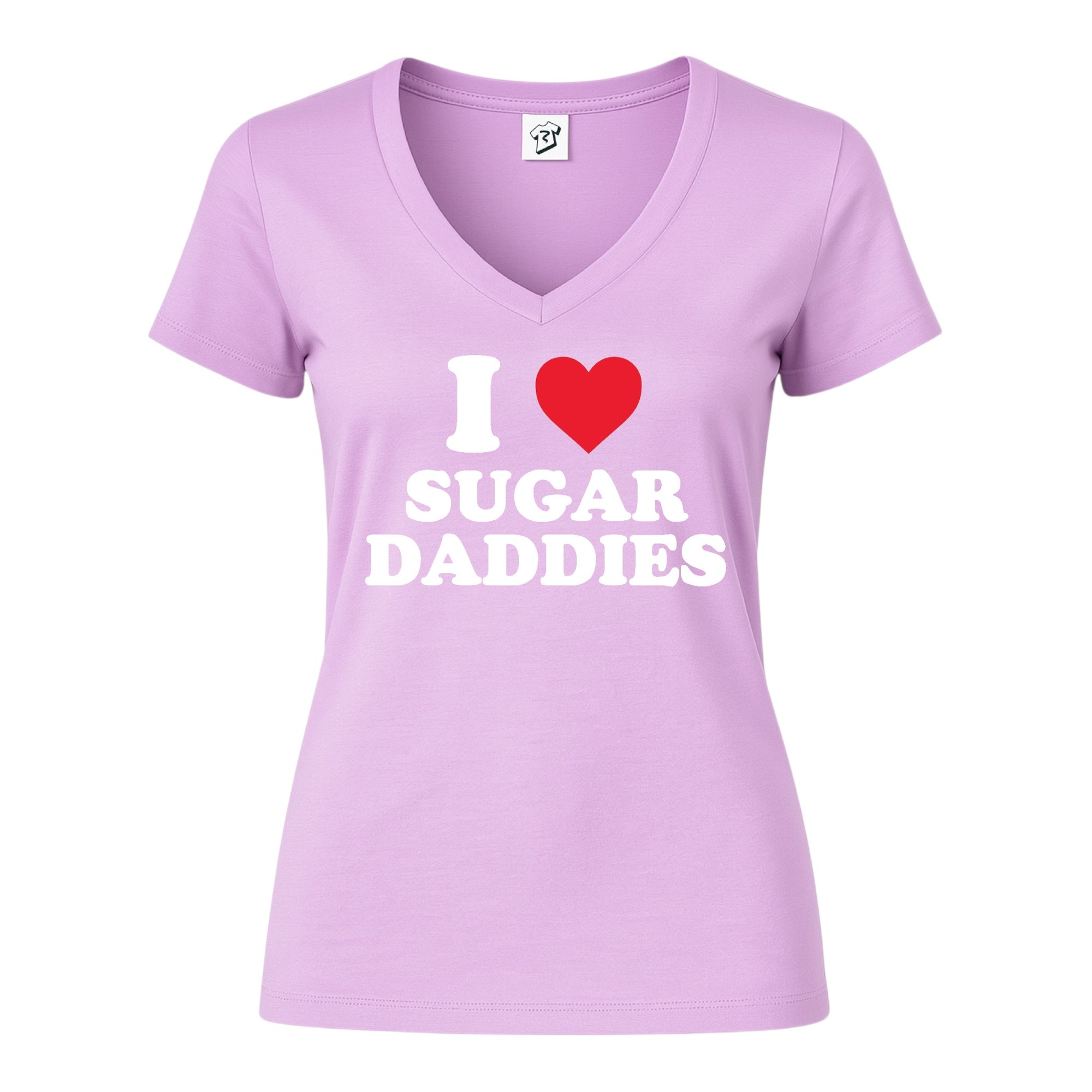 Tees Club v-neck t-shirt I Love Sugar Daddies - V-Neck Tee Black Size XS front view