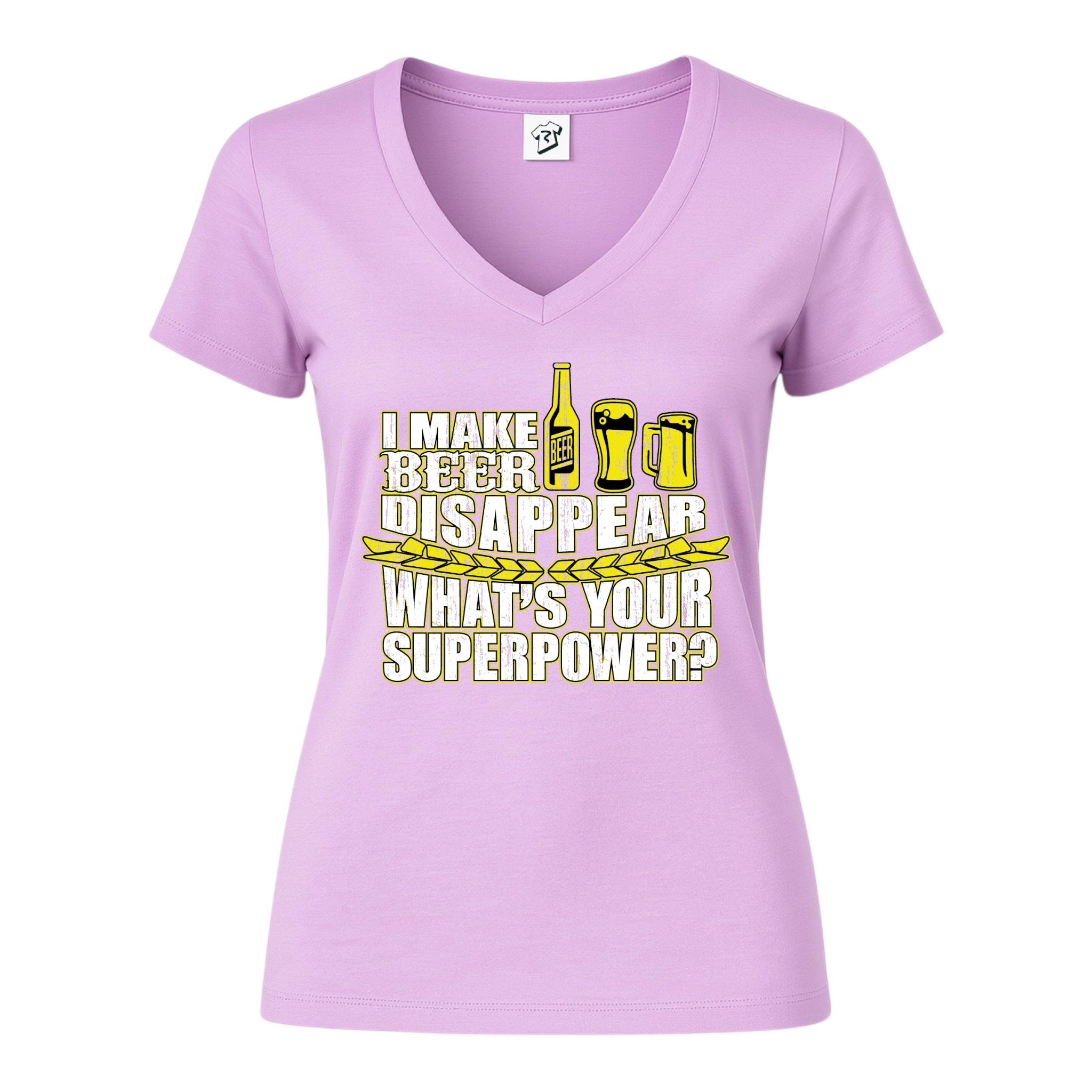 Tees Club v-neck t-shirt I Make Beer Disappear What's Your Superpower? - V-Neck Tee Black Size M detail