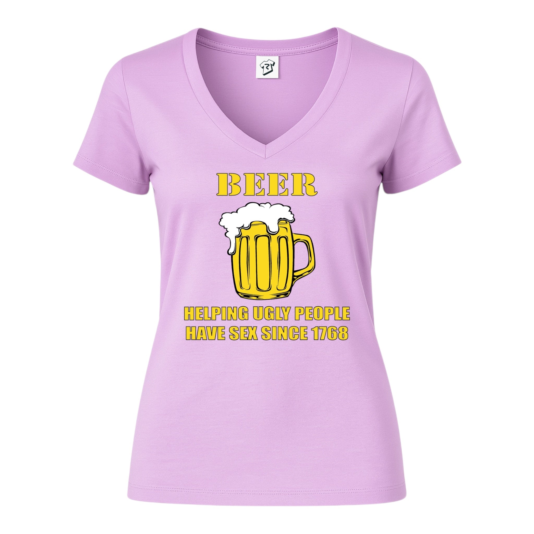 Tees Club v-neck t-shirt Beer Helping Ugly People Have Sex - V-Neck Tee Black Size S detail