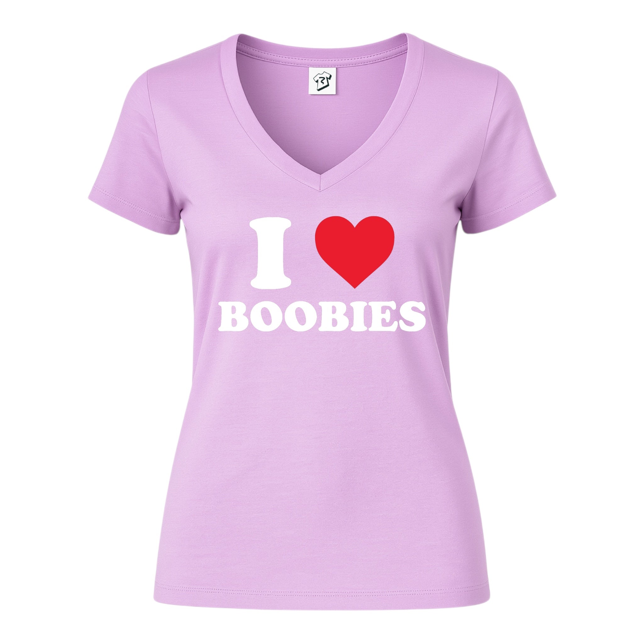 Tees Club v-neck t-shirt I Love Boobies - V-Neck Tee Black Size S detail