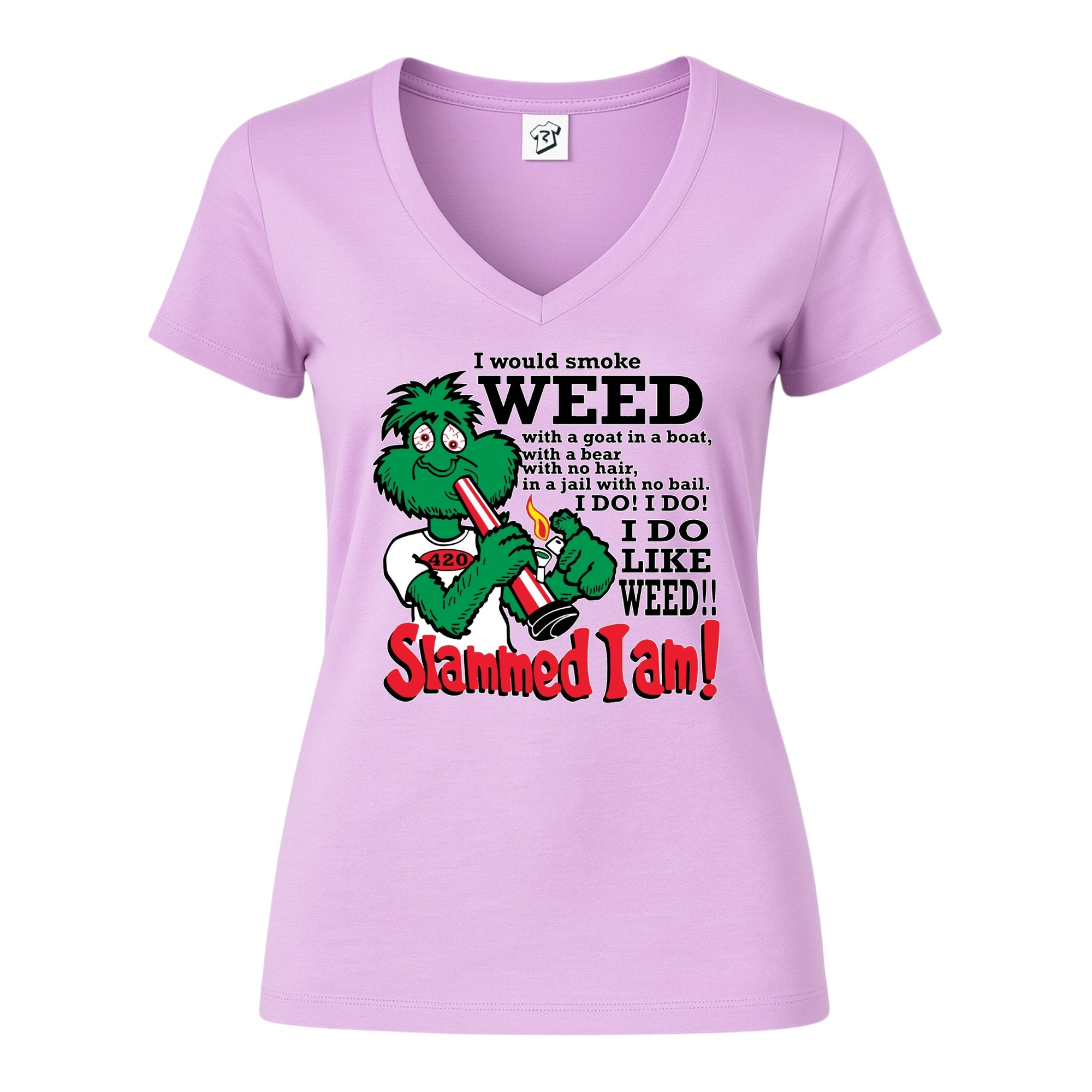 Tees Club v-neck t-shirt Slammed I Am Weed - V-Neck Tee Black Size XS back view