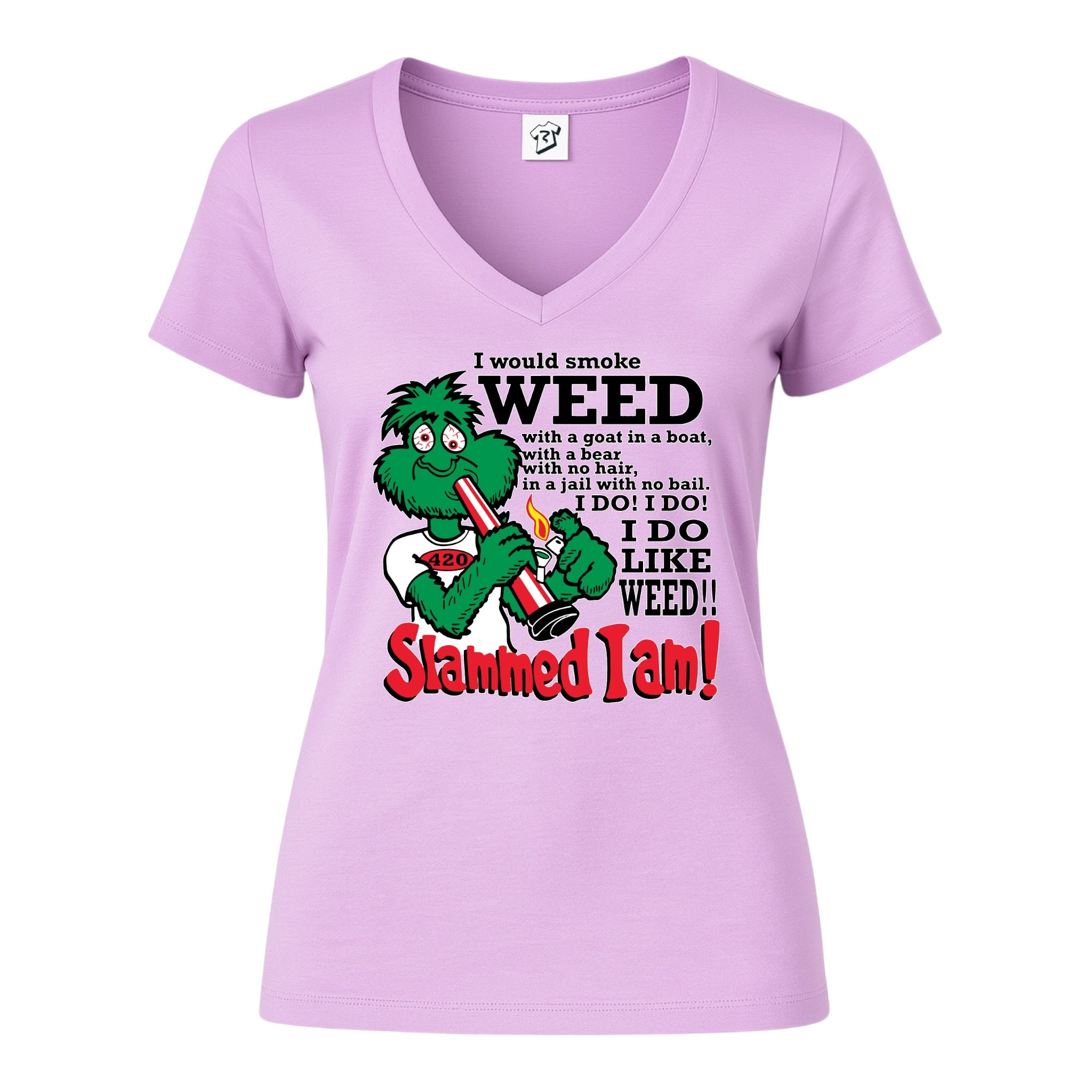 Tees Club v-neck t-shirt Slammed I Am Weed - V-Neck Tee Black Size XS back view