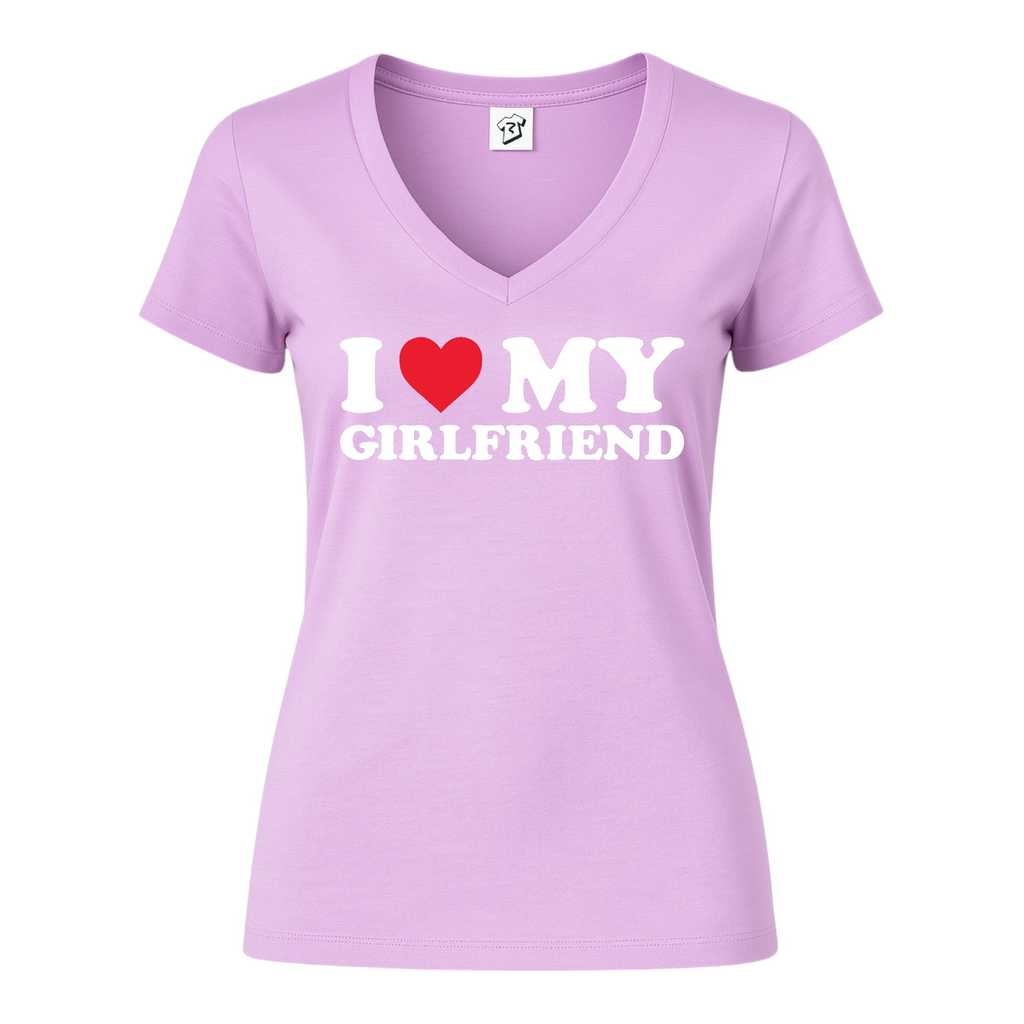 Tees Club v-neck t-shirt I Love My Girlfriend - V-Neck Tee Black Size XS front view