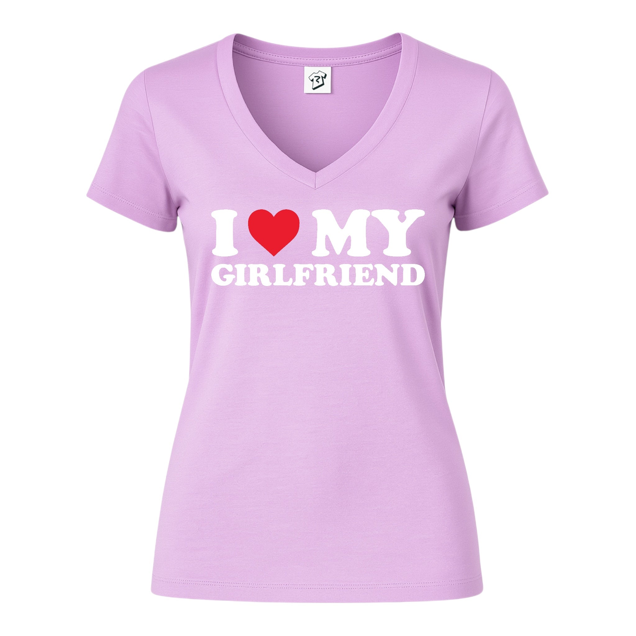 Tees Club v-neck t-shirt I Love My Girlfriend - V-Neck Tee Black Size XS front view