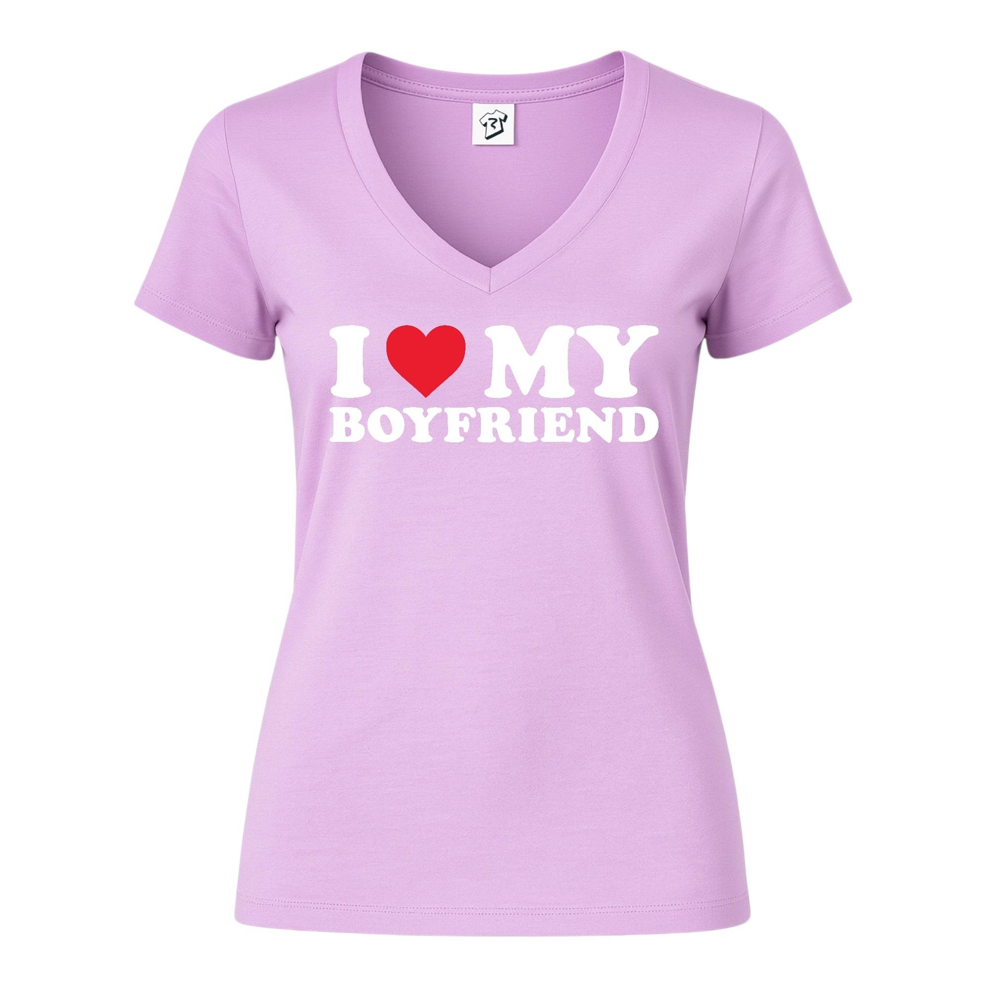 Tees Club v-neck t-shirt I Love My Boyfriend - V-Neck Tee Black Size XS back view