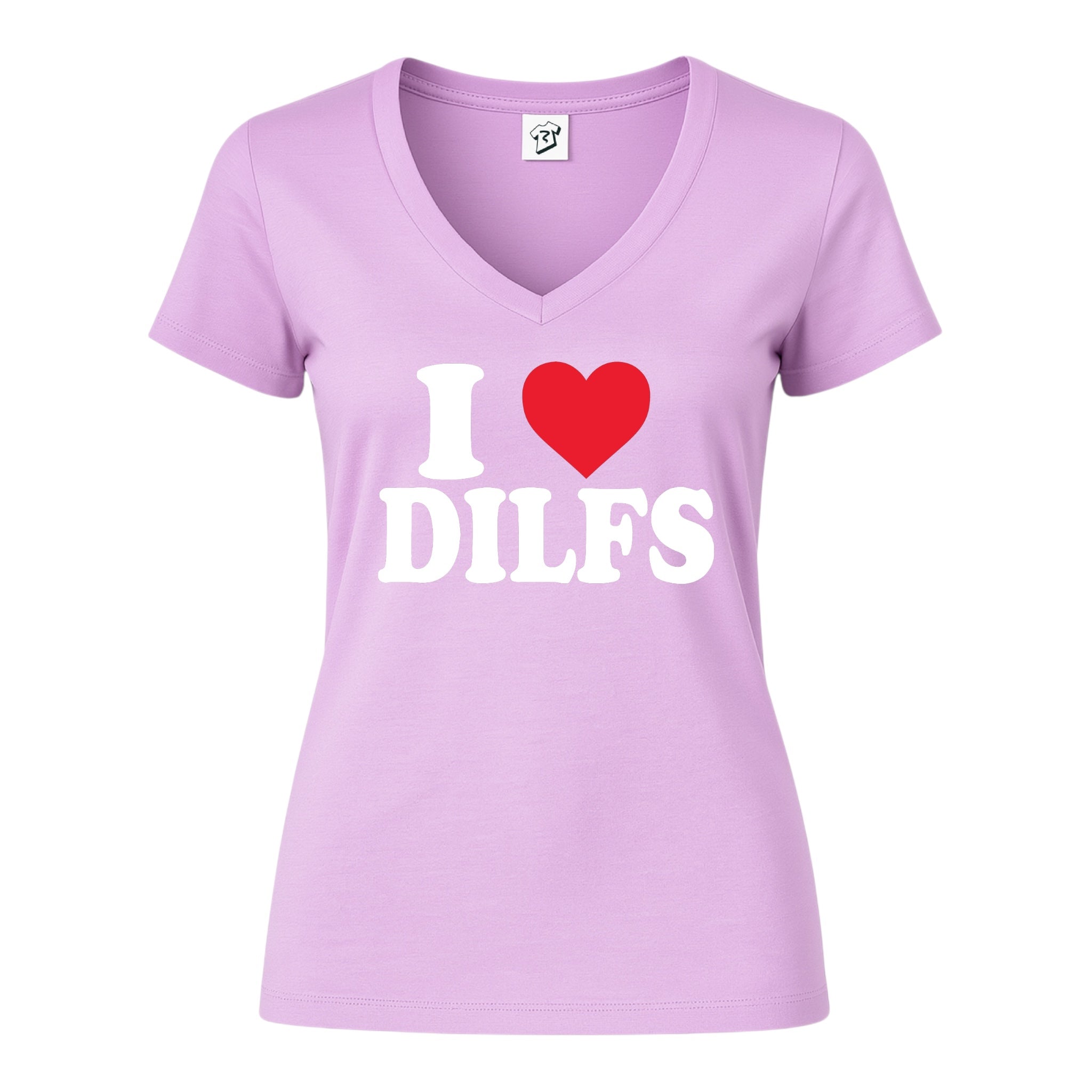 Tees Club v-neck t-shirt I Love DILFS - V-Neck Tee Black Size XS front view