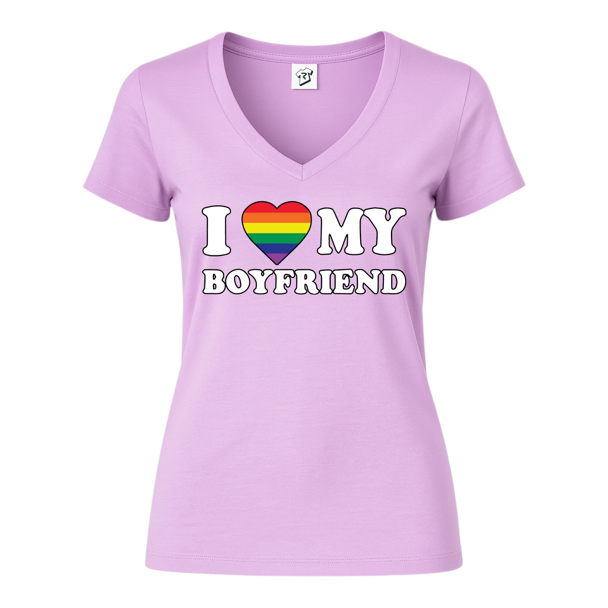 Tees Club v-neck t-shirt I Love My Boyfriend (Pride) - V-Neck Tee Black Size S detail