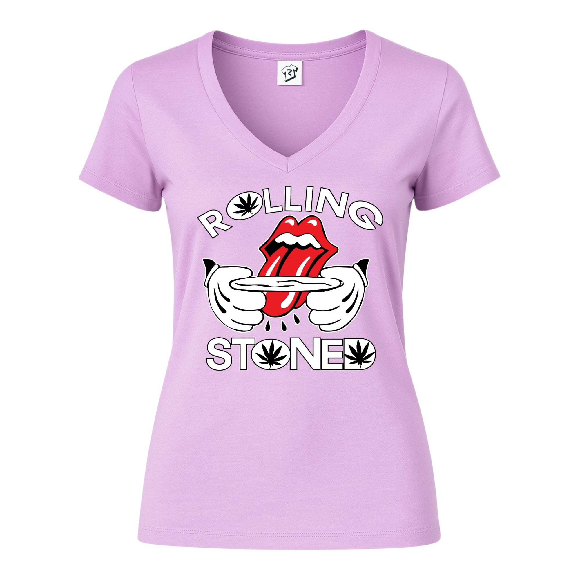 Tees Club v-neck t-shirt Rolling Stoned - V-Neck Tee Black Size XS front view