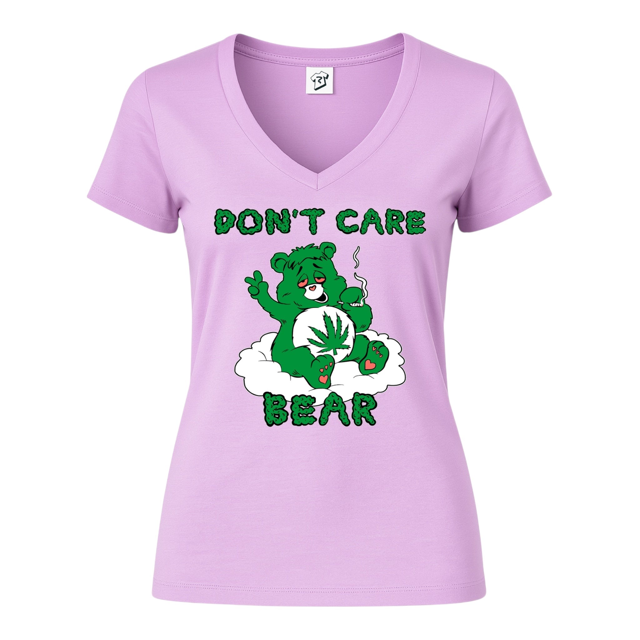 Don't Care Lazy Bear - V-Neck Tee
