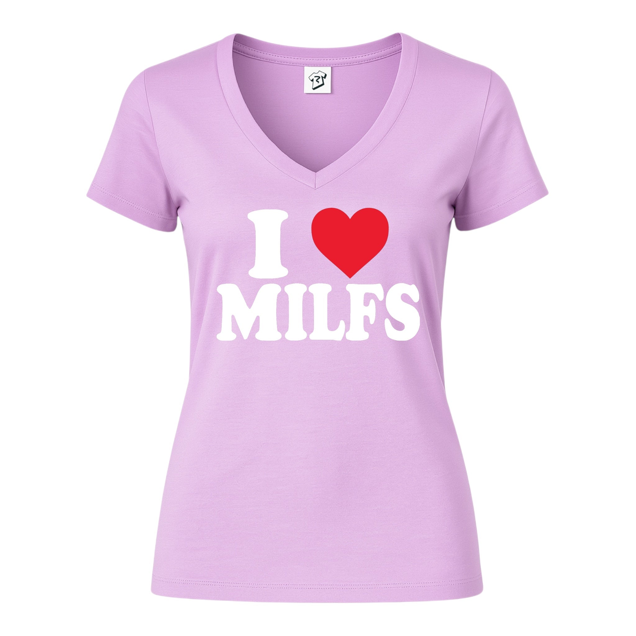 Tees Club v-neck t-shirt I Love MILFS - V-Neck Tee Black Size S detail
