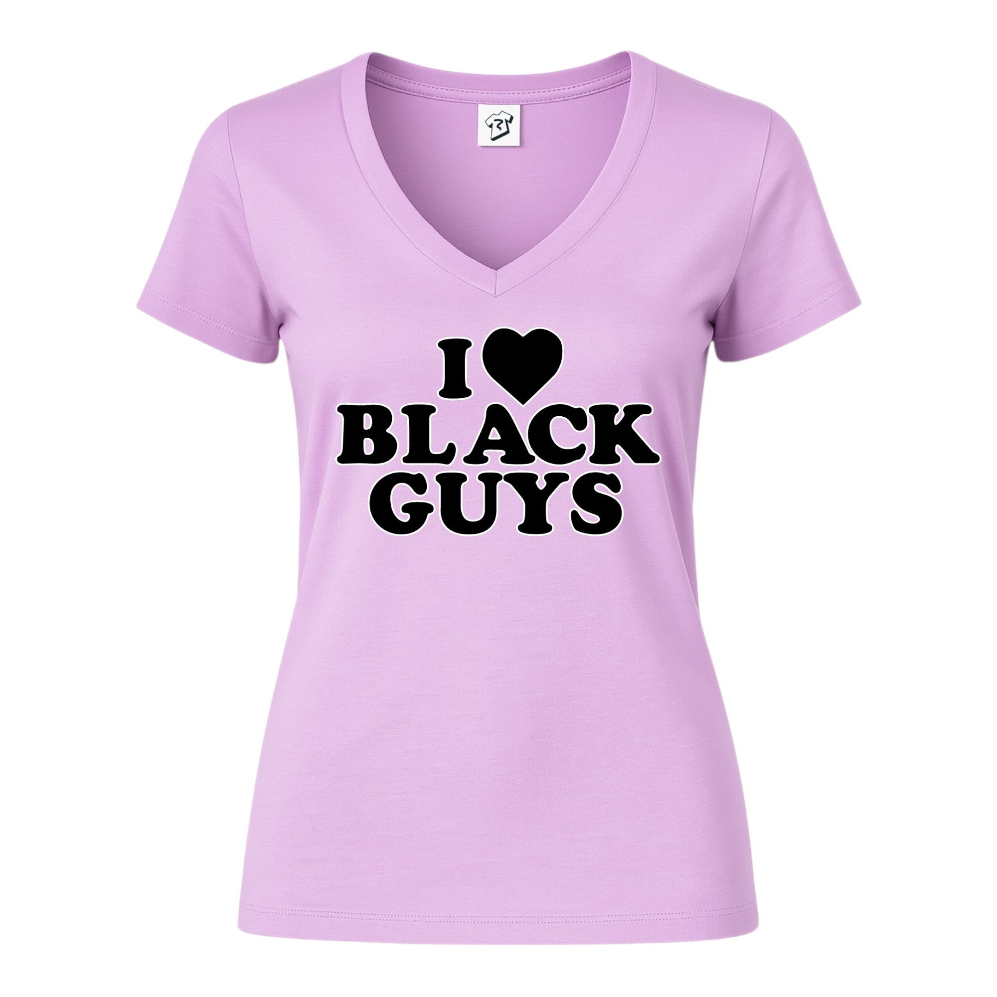 Tees Club v-neck t-shirt I Love Black Guys (Black) - V-Neck Tee Black Size XS back view