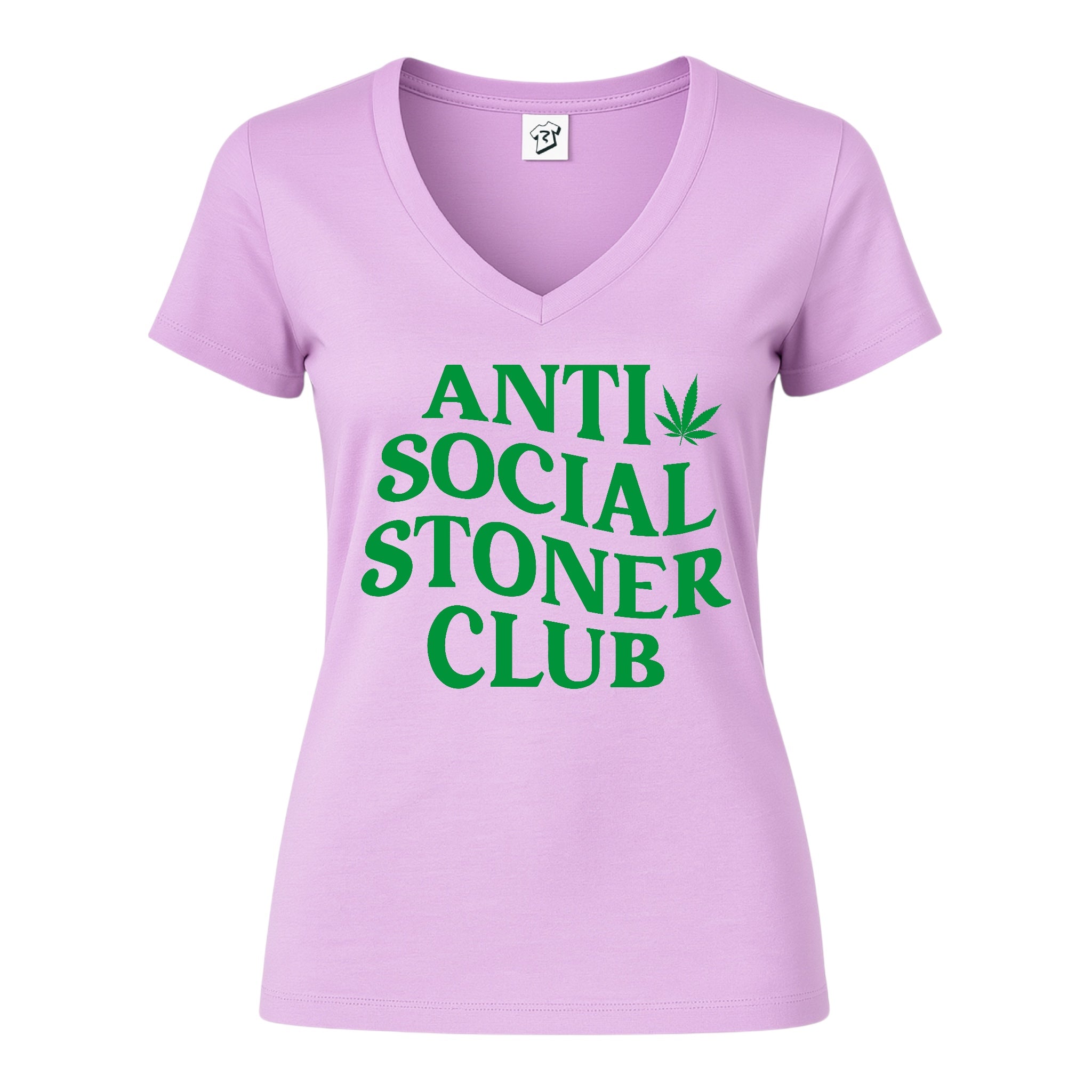 Tees Club v-neck t-shirt Anti Social Stoner Club - V-Neck Tee Black Size XS back view