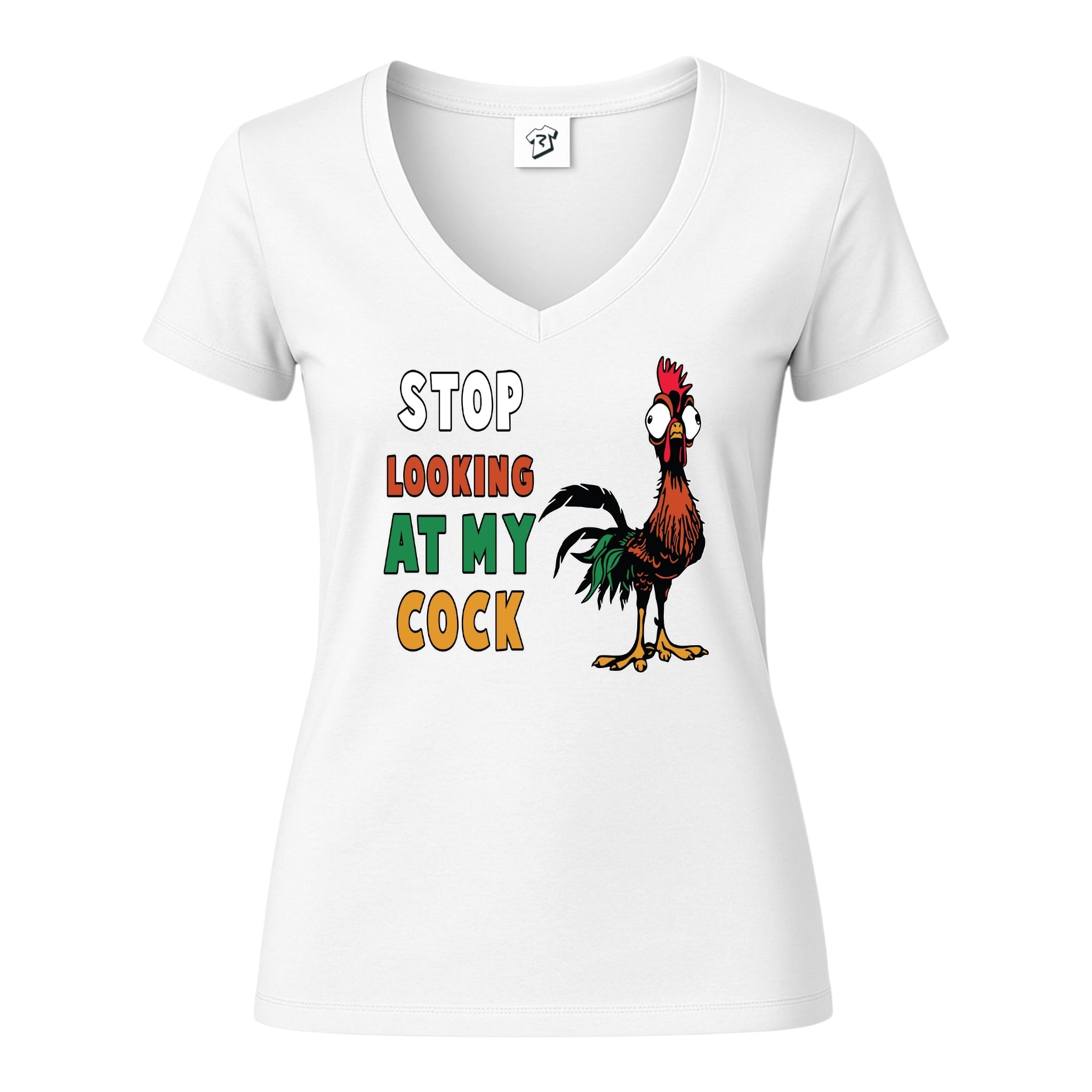 Tees Club v-neck t-shirt Stop Looking At My Cock - V-Neck Tee Black Size M detail