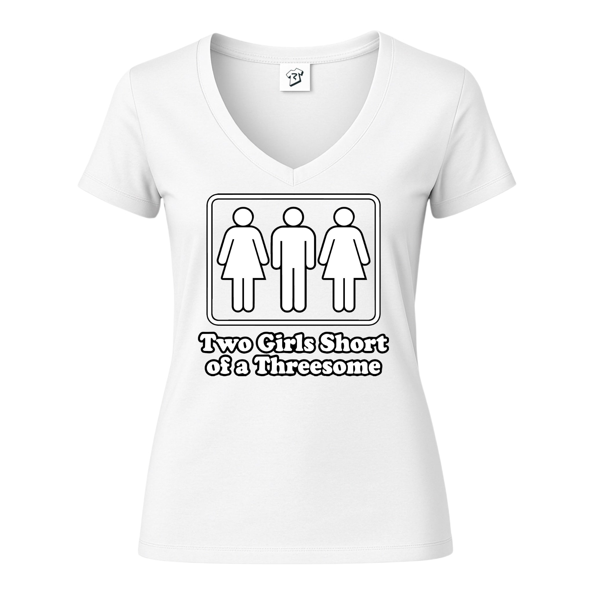 Tees Club v-neck t-shirt Two Girls Short of a Threesome - V-Neck Tee Black Size M detail