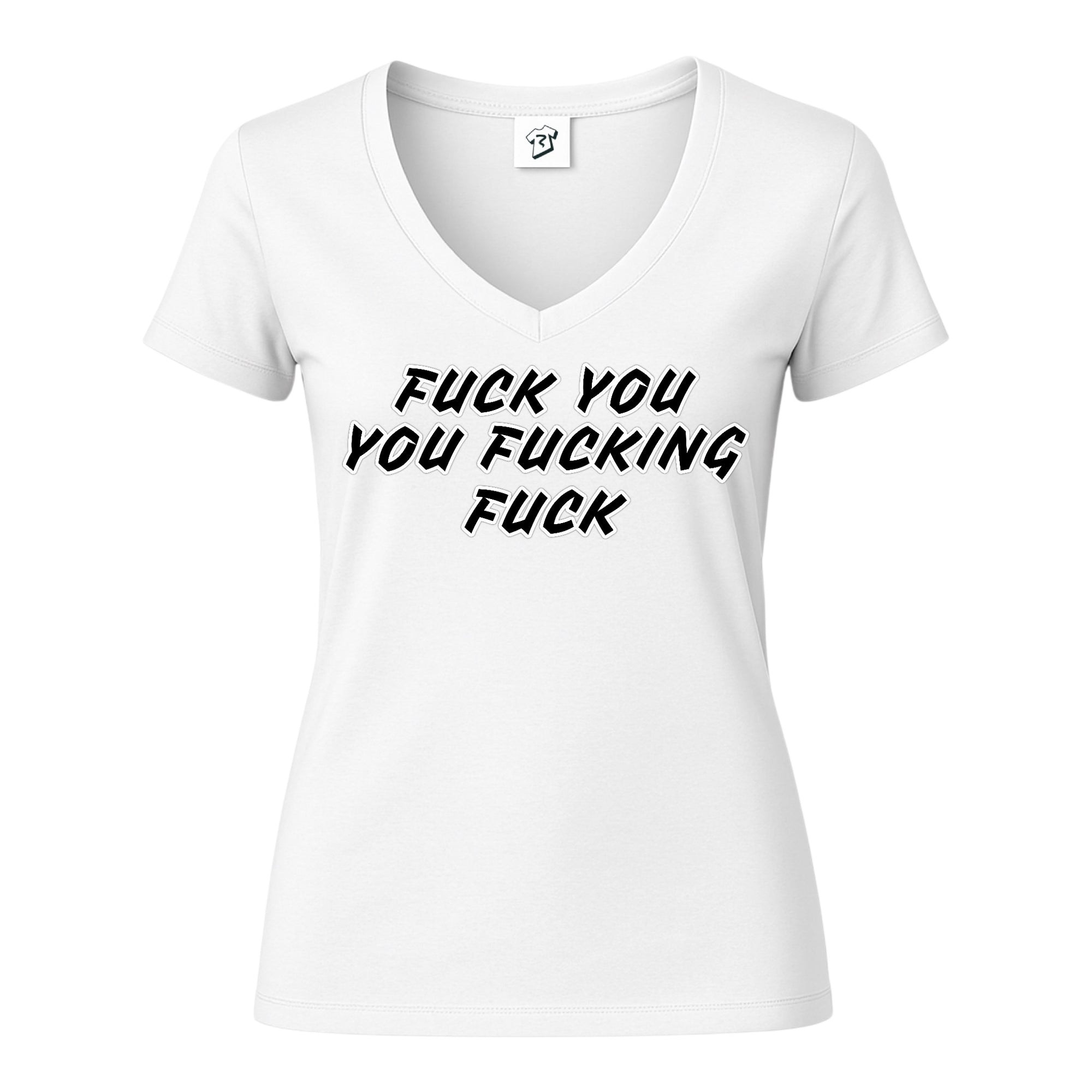 Tees Club v-neck t-shirt Fuck You You Fucking Fuck - V-Neck Tee Black Size XS front view